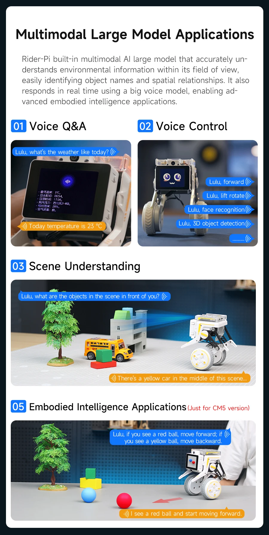 Yahboom Rider-Pi AI Robot Car Electronic Kit with IPS Display Based on Raspberry Pi CM5 Module Support ChatGPT Voice Interaction Yahboom Rider-Pi AI Robot Car Electronic Kit with IPS Display Based on Raspberry Pi CM5 Module Support ChatGPT Voice Interaction