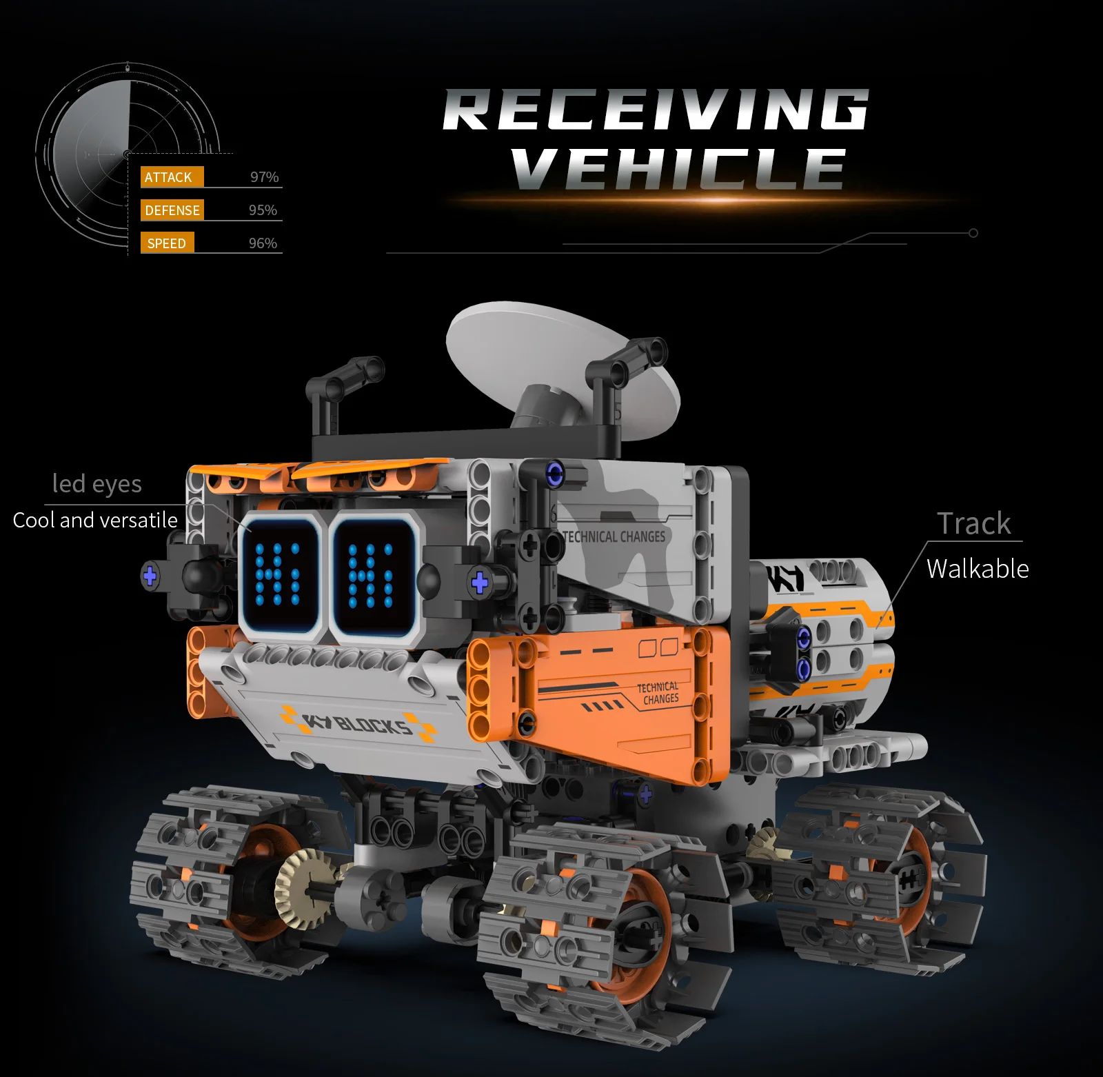 MOC 5-IN-1 Intelligent Crawler Robot Building Blocks APP Programming Remote Control Stunt Car LED Eyes STEM Education Toy Gift