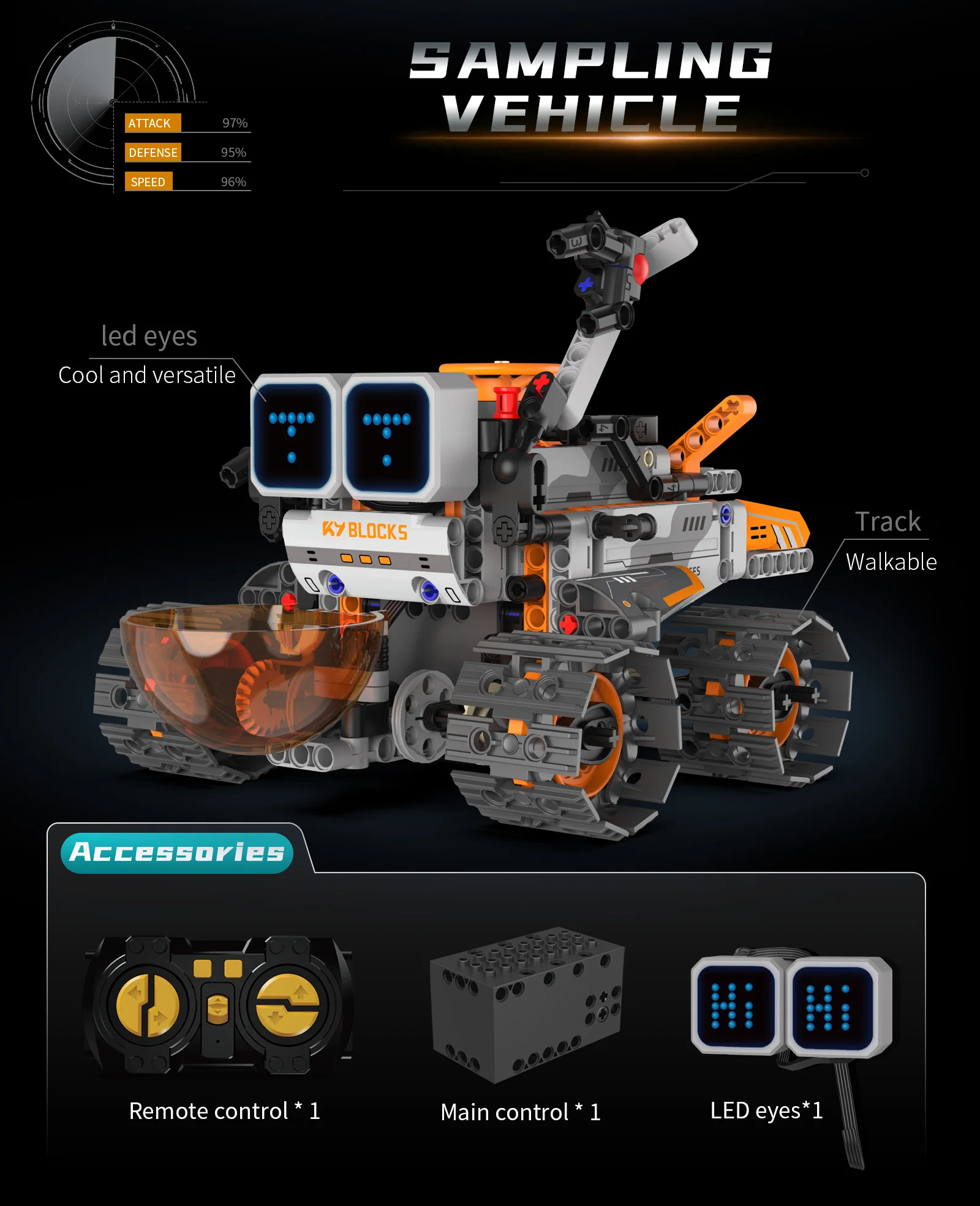 MOC 5-IN-1 Intelligent Crawler Robot Building Blocks APP Programming Remote Control Stunt Car LED Eyes STEM Education Toy Gift