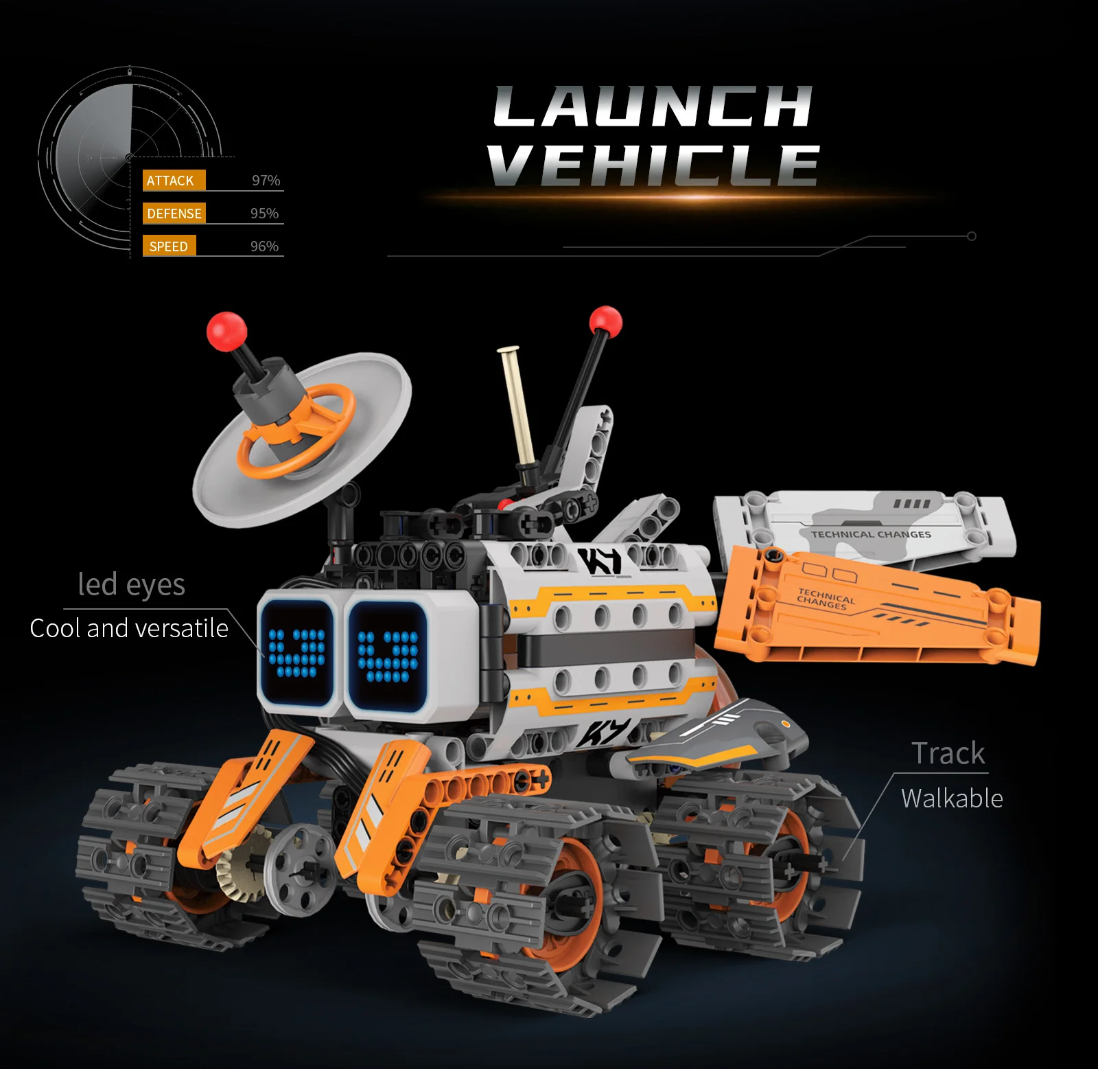 MOC 5-IN-1 Intelligent Crawler Robot Building Blocks APP Programming Remote Control Stunt Car LED Eyes STEM Education Toy Gift