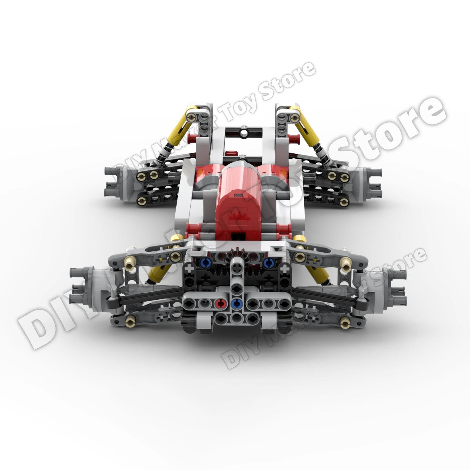 MOC 4WD Four-wheel Drive Steering Chassis with Differential Shock Absorber L Motor Building Block Tech Car Modification Toy Gift