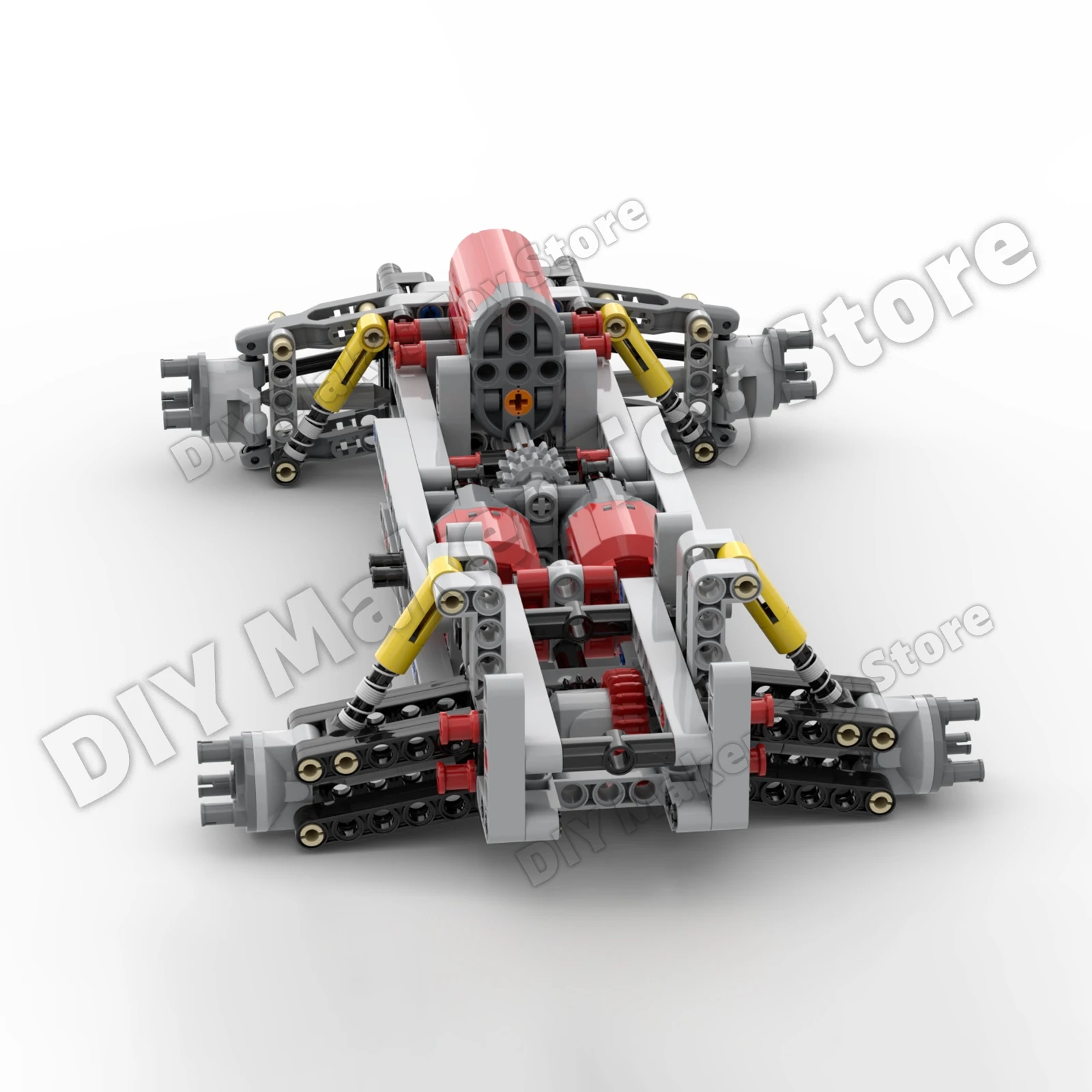 MOC 4WD Four-wheel Drive Steering Chassis with Differential Shock Absorber L Motor Building Block Tech Car Modification Toy Gift