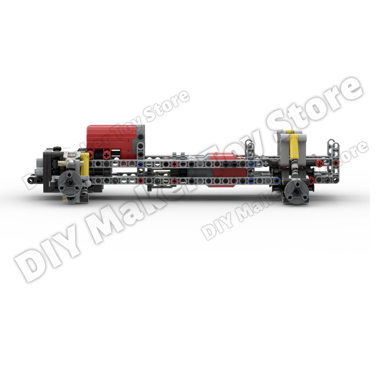 MOC 4WD Four-wheel Drive Steering Chassis with Differential Shock Absorber L Motor Building Block Tech Car Modification Toy Gift