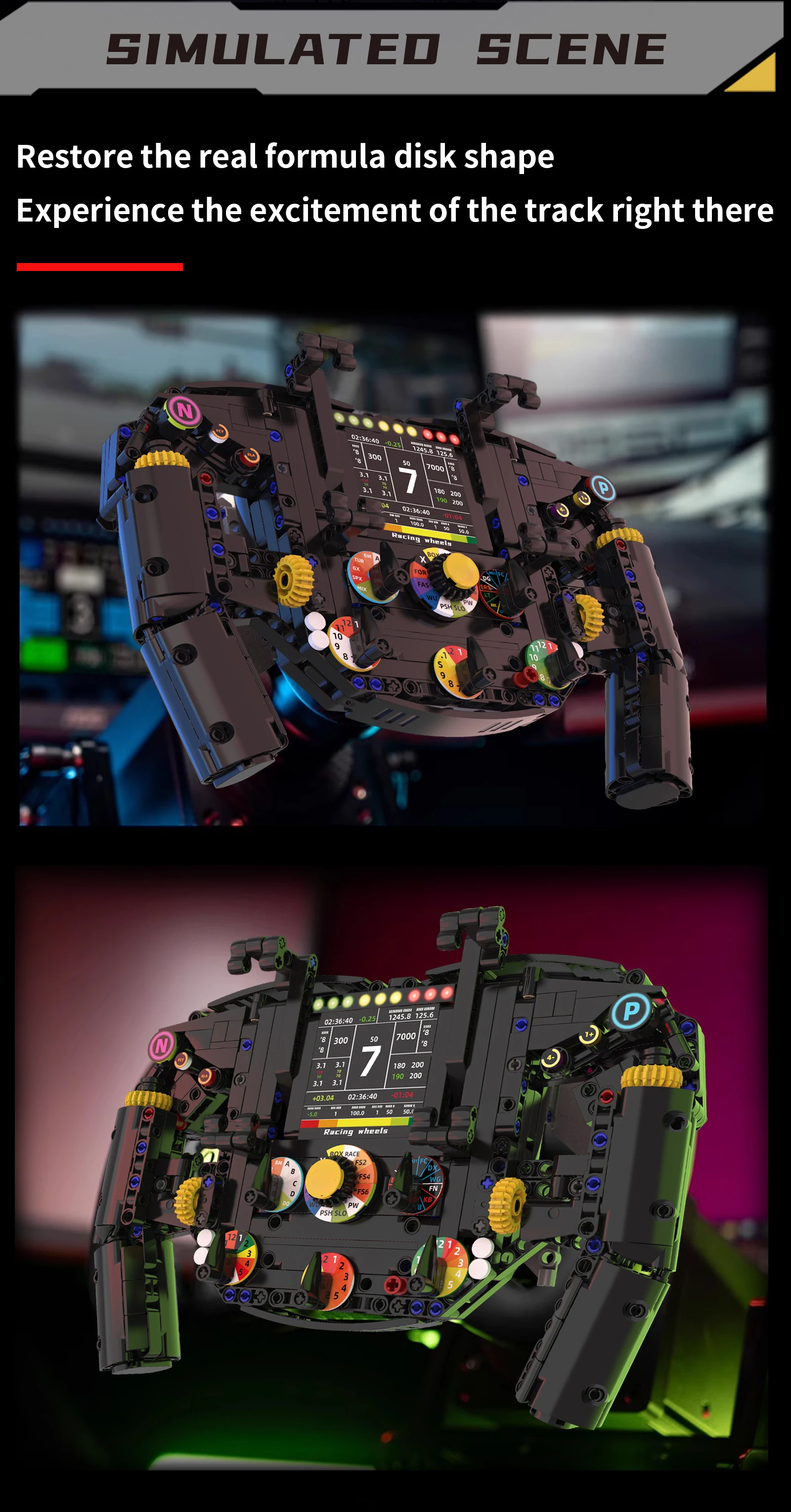 MOC Racing Car Steering Wheel Building Blocks Technology Machinery Model Phone Holder Desktop Ornaments Bricks Toy Holiday Gift