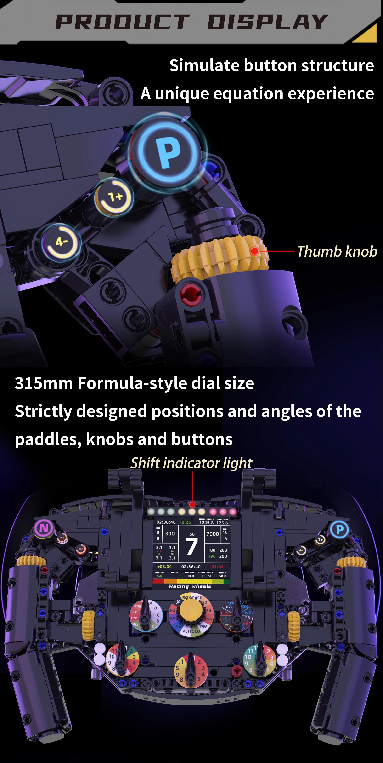 MOC Racing Car Steering Wheel Building Blocks Technology Machinery Model Phone Holder Desktop Ornaments Bricks Toy Holiday Gift