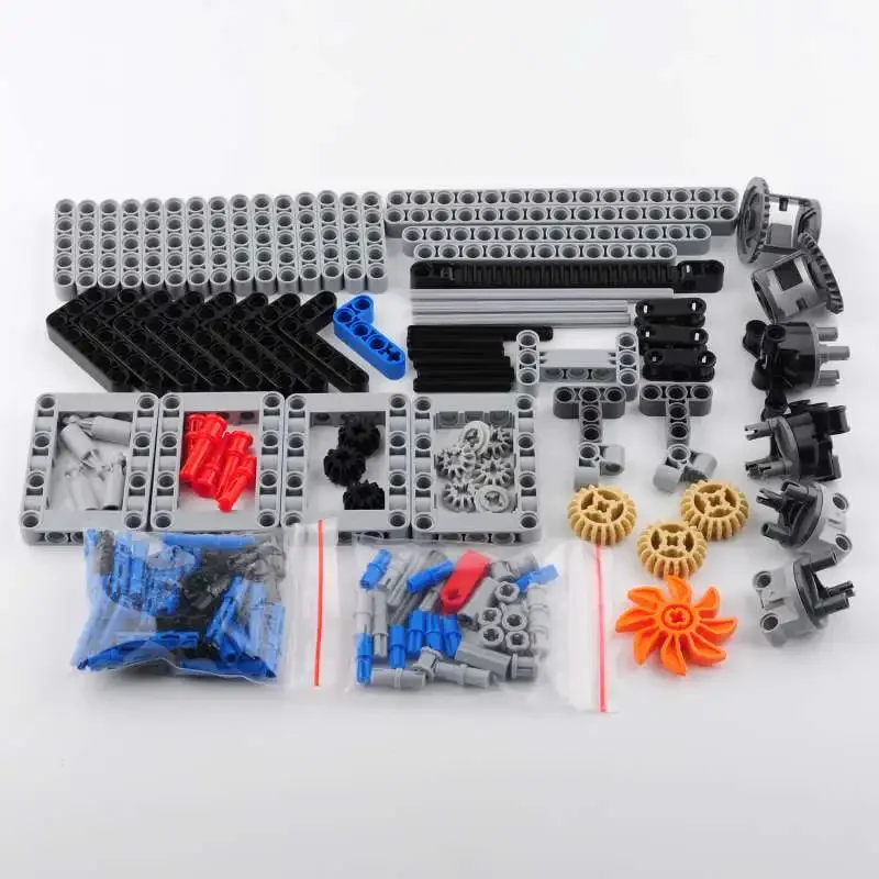 MOC 4WD Remote Control Car Chassis Kit With 62.4*20mm Wheel Four-Wheel Drive Technical Car M Motor Servo Motor AA Battery Box MOC 4WD Remote Control Car Chassis Kit With 62.4*20mm Wheel Four-Wheel Drive Technical Car M Motor Servo Motor AA Battery Box