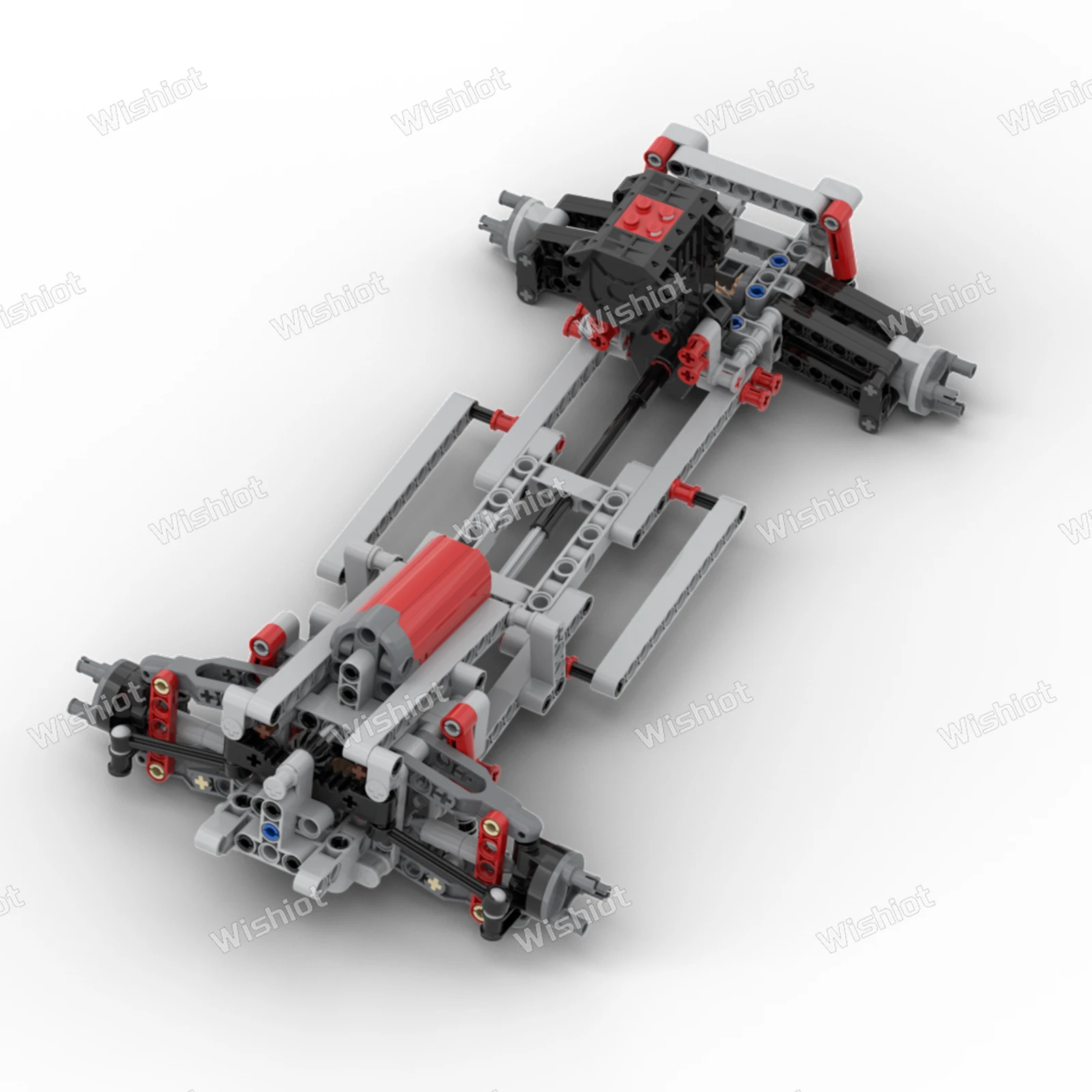 MOC 4WD Four-wheel Drive Chassis Independent Suspension Differential Steering Axle Buggy Motor Building Blocks Tech Car Parts