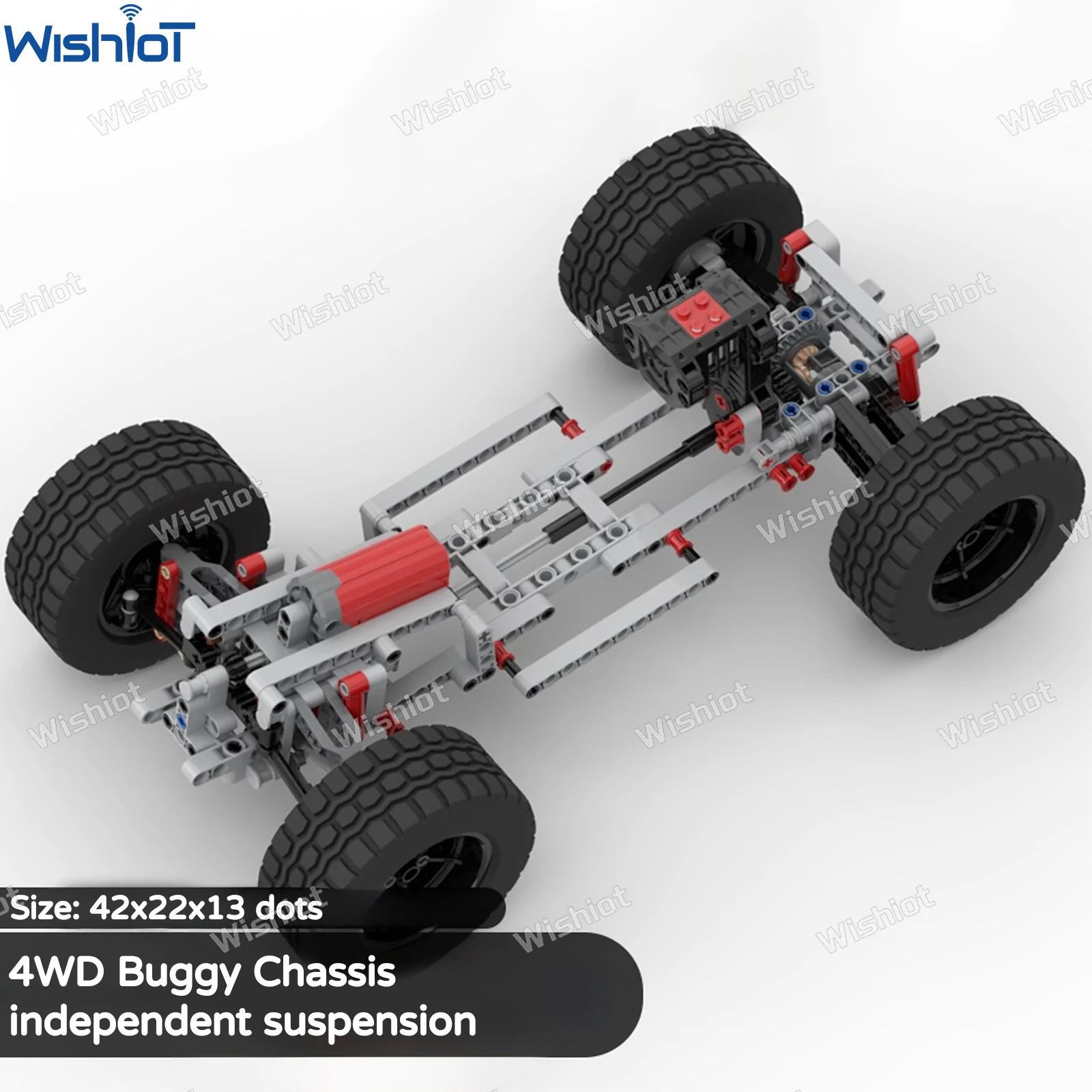 MOC 4WD Four-wheel Drive Chassis Independent Suspension Differential Steering Axle Buggy Motor Building Blocks Tech Car Parts
