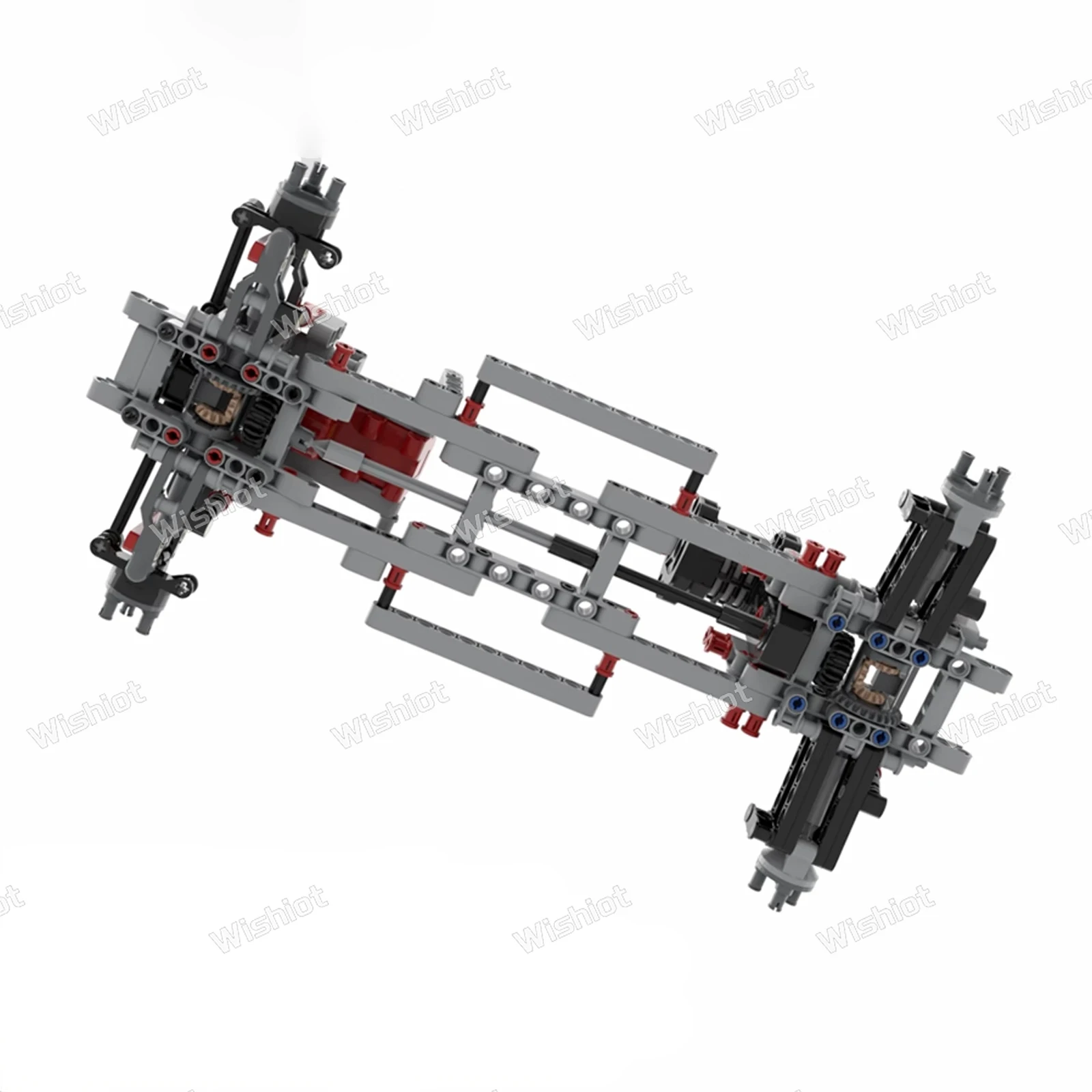 MOC 4WD Four-wheel Drive Chassis Independent Suspension Differential Steering Axle Buggy Motor Building Blocks Tech Car Parts