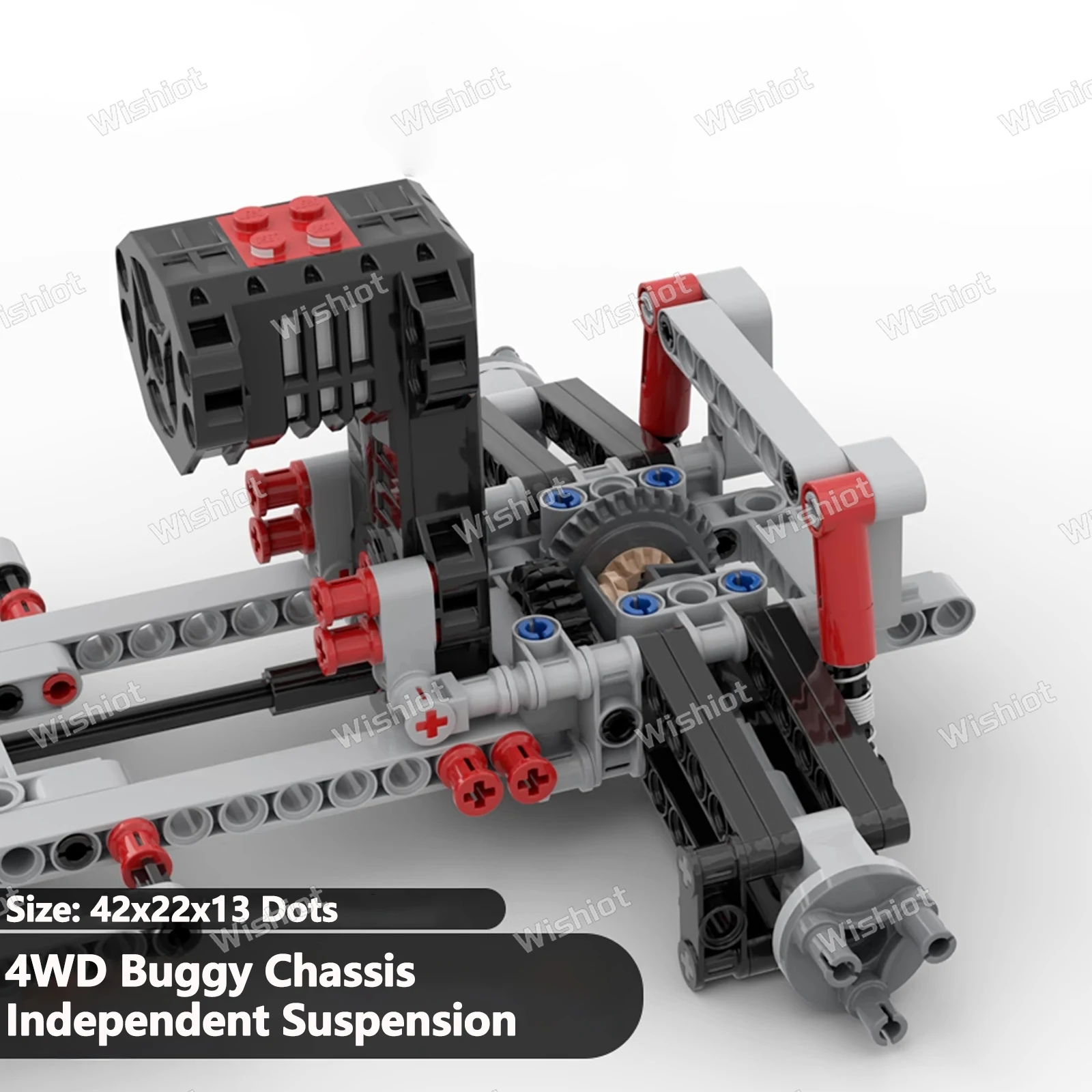 MOC 4WD Four-wheel Drive Chassis Independent Suspension Differential Steering Axle Buggy Motor Building Blocks Tech Car Parts