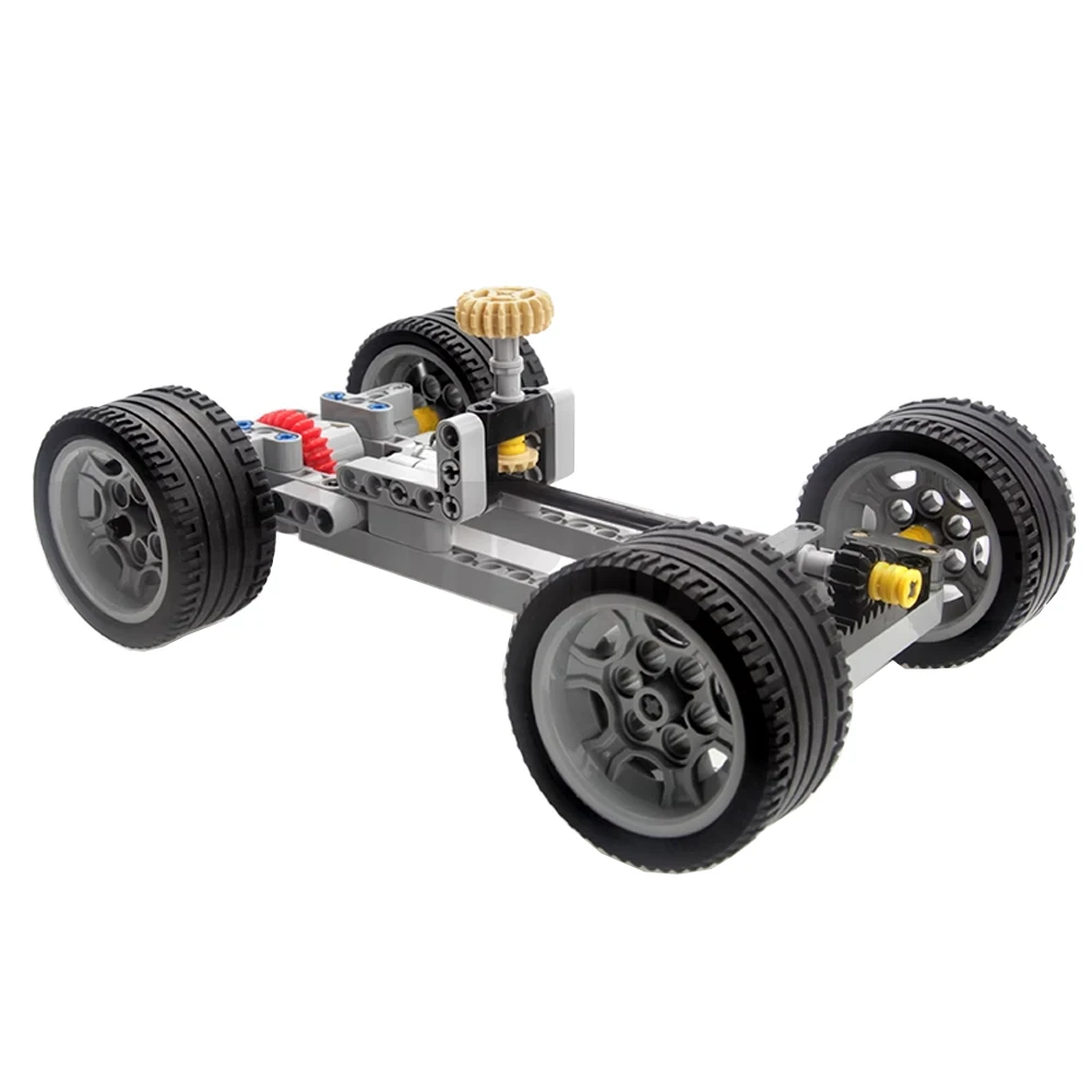 MOC Modifiable Car Vehicle Chassis with Wheel Gear Manual Steering Differentials Can Add Building Blocks Motor Remote Control MOC Modifiable Car Vehicle Chassis with Wheel Gear Manual Steering Differentials Can Add Building Blocks Motor Remote Control