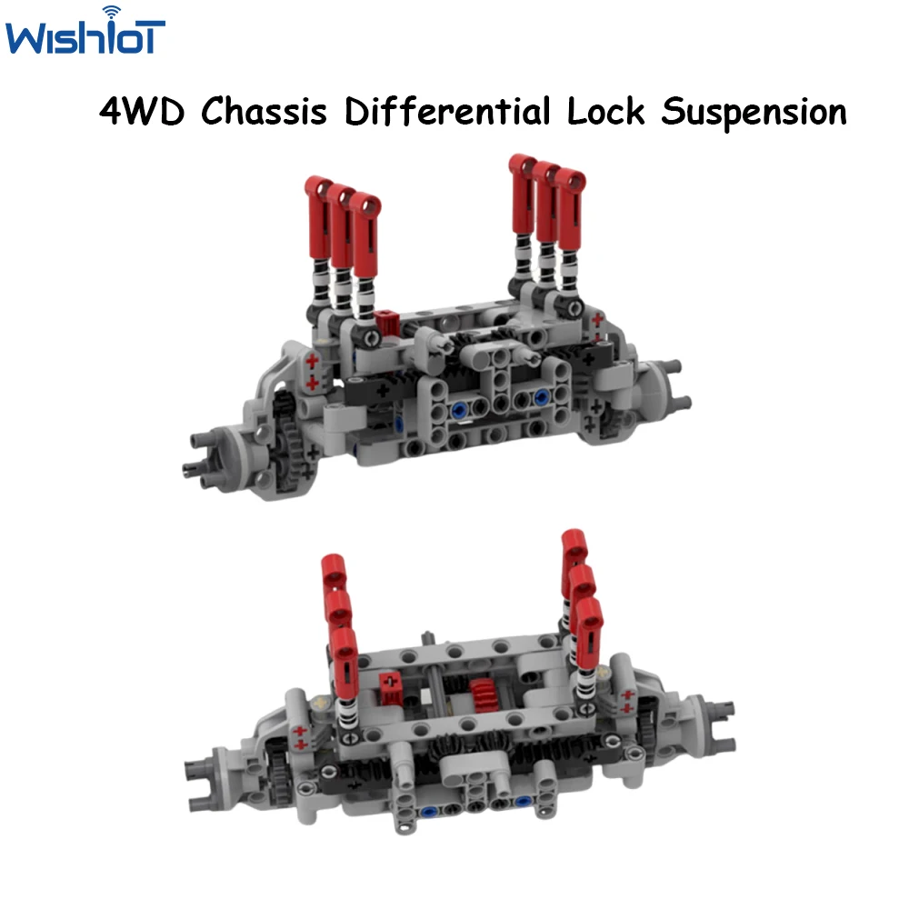 MOC 1003 Front/Rear Suspension with Locking Differentials Lock for Building Blocks 4WD 4 Wheel Drive Vehicle Chassis Car Model MOC 1003 Front/Rear Suspension with Locking Differentials Lock for Building Blocks 4WD 4 Wheel Drive Vehicle Chassis Car Model