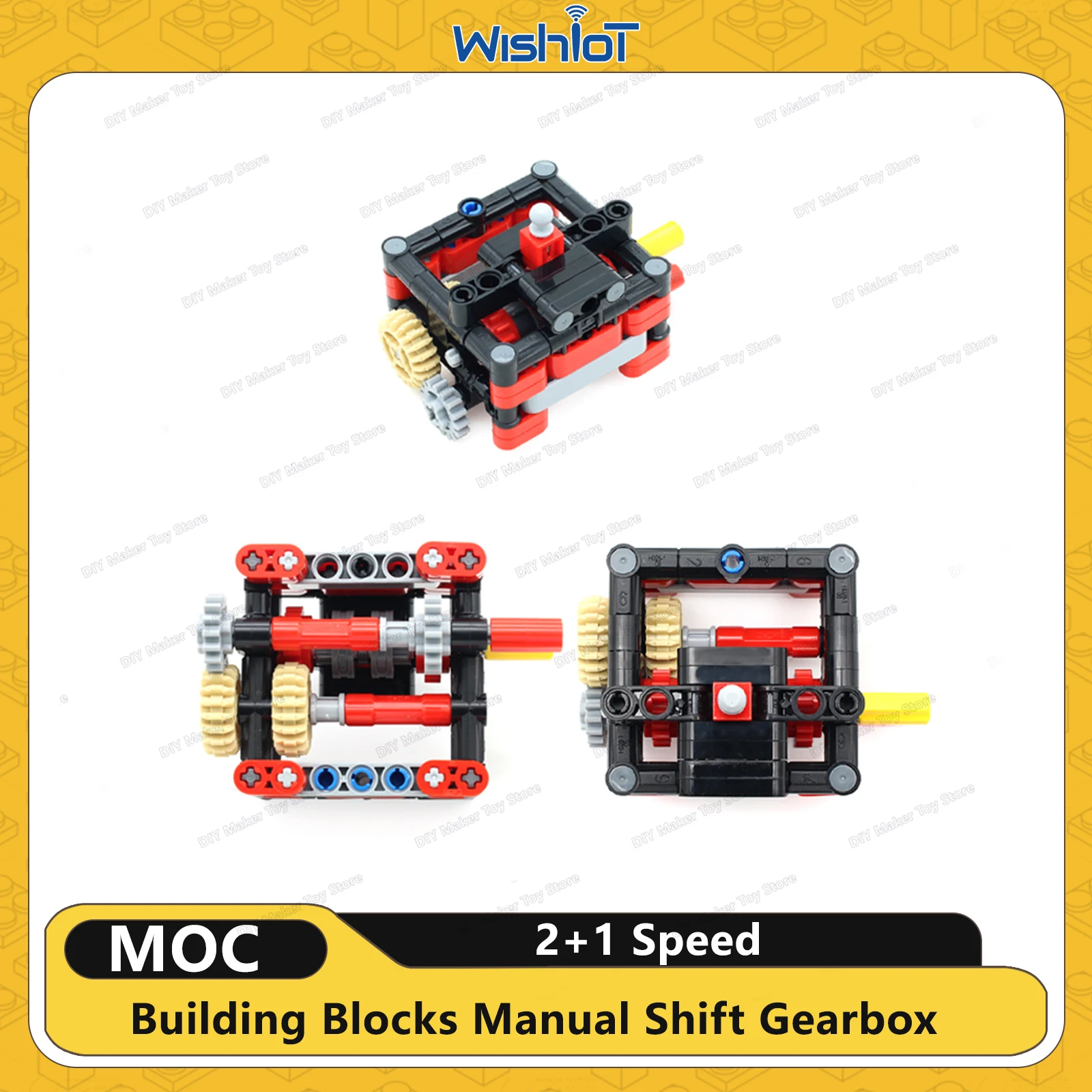 MOC 2+1 Speed Manual Shift Gearbox Parts Building Blocks Technical Transmission System Set Assembled Bricks Toys Kids Ideal Gift