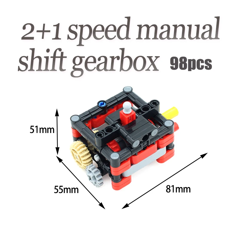 MOC 2+1 Speed Manual Shift Gearbox Parts Building Blocks Technical Transmission System Set Assembled Bricks Toys Kids Ideal Gift