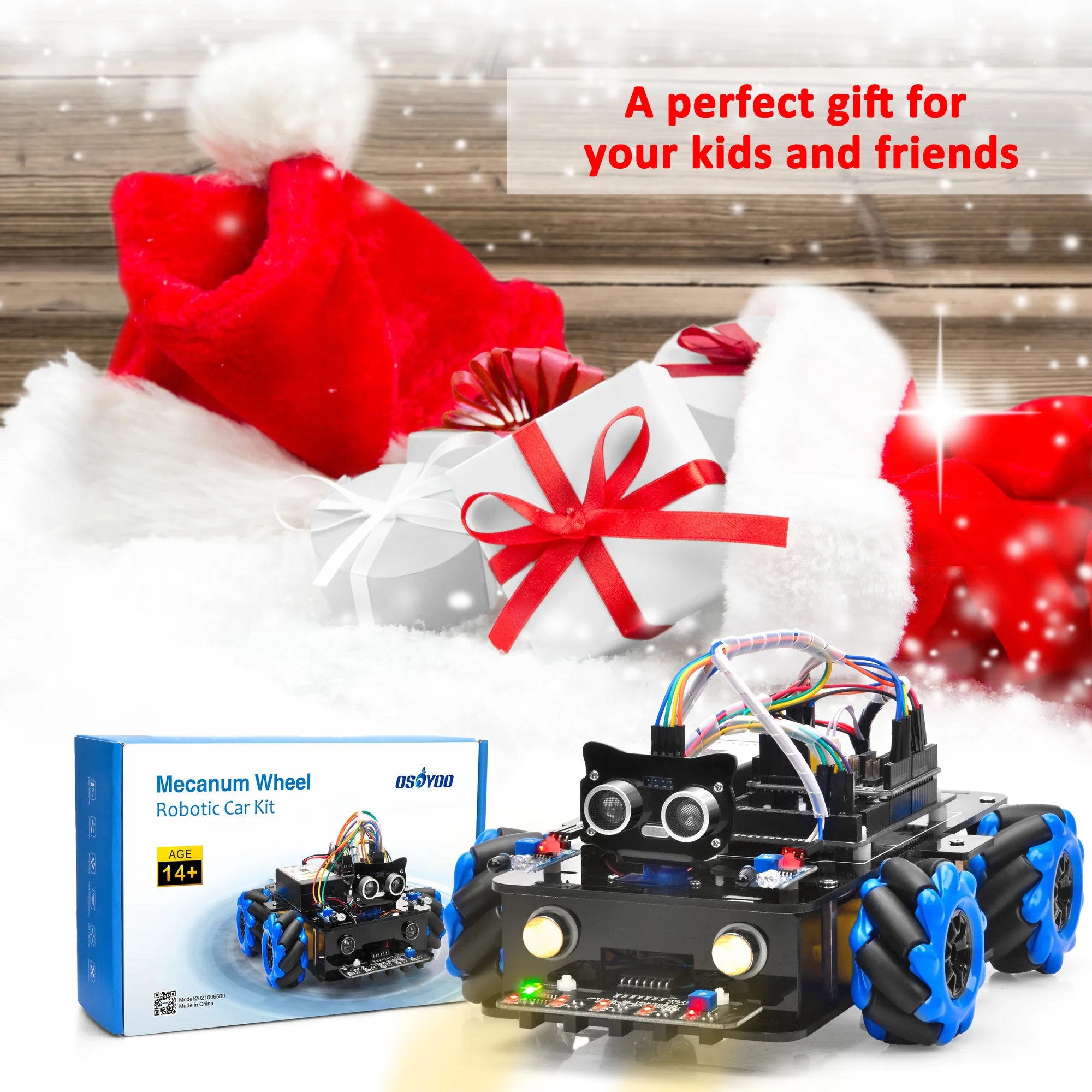 OSOYOO Omni-directional Mecanum Wheels Robot Car Kit