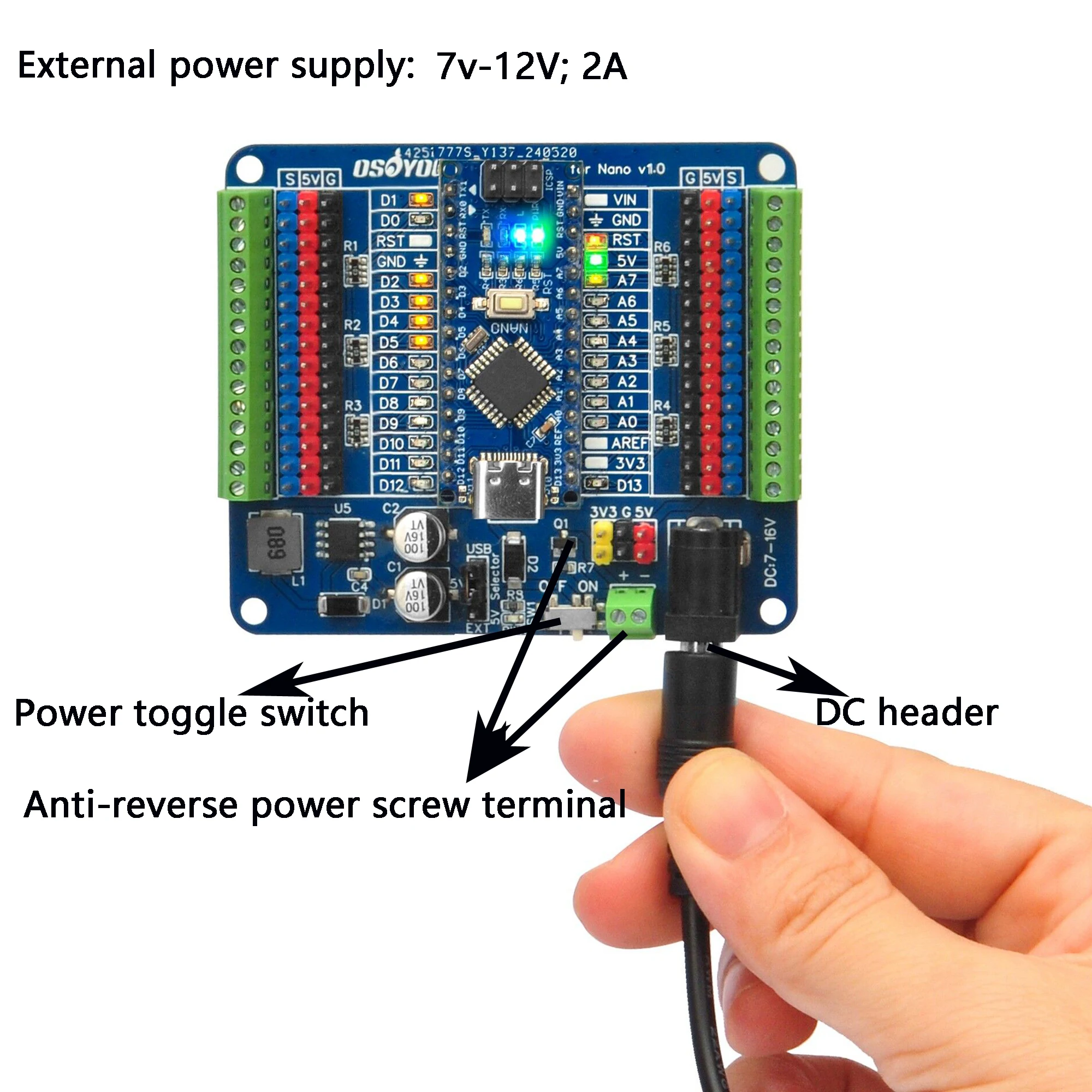 OSOYOO Nano IO Shield Breakout Board with GPIO Status LED OSOYOO Nano IO Shield Breakout Board with GPIO Status LED