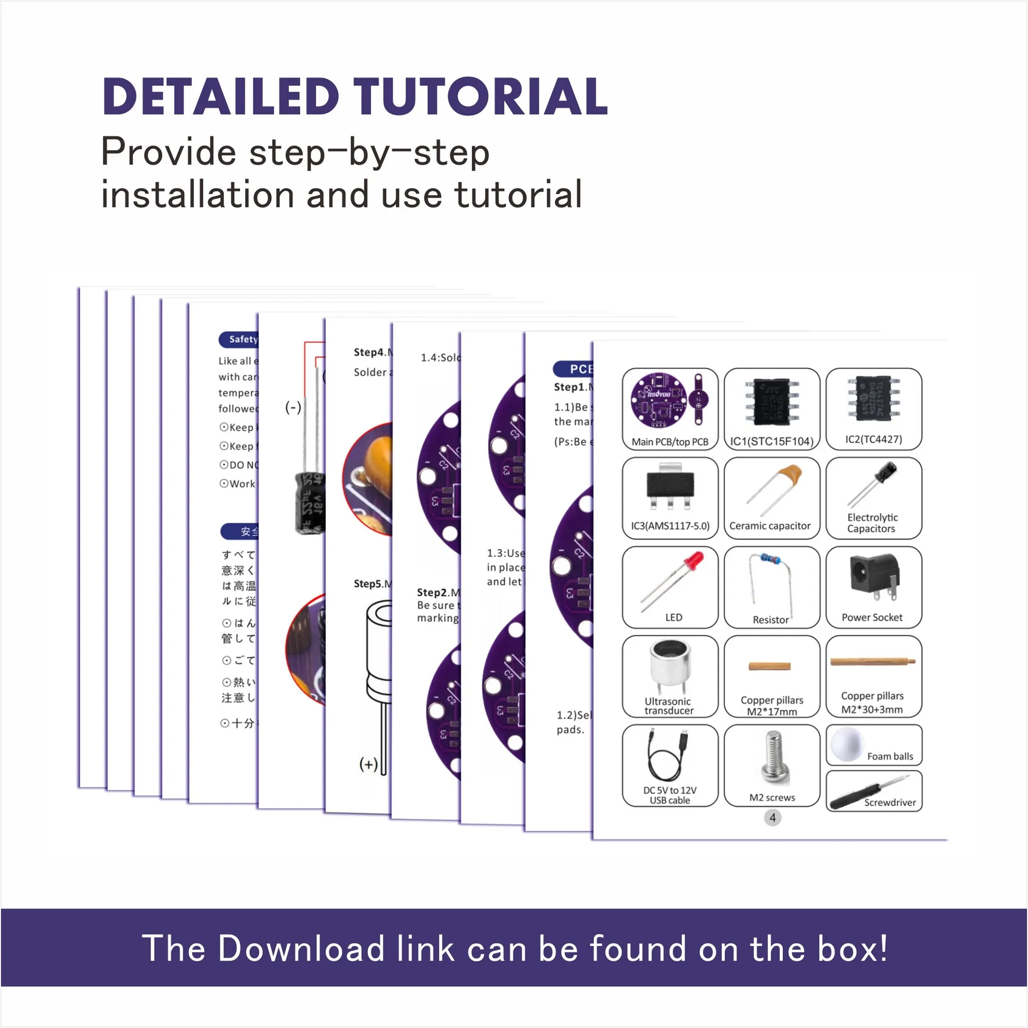 OSOYOO Soldering Practice kit To DIY Ultrasonic Levitation Project With USB Cable for Learning Solder Beginner Adults