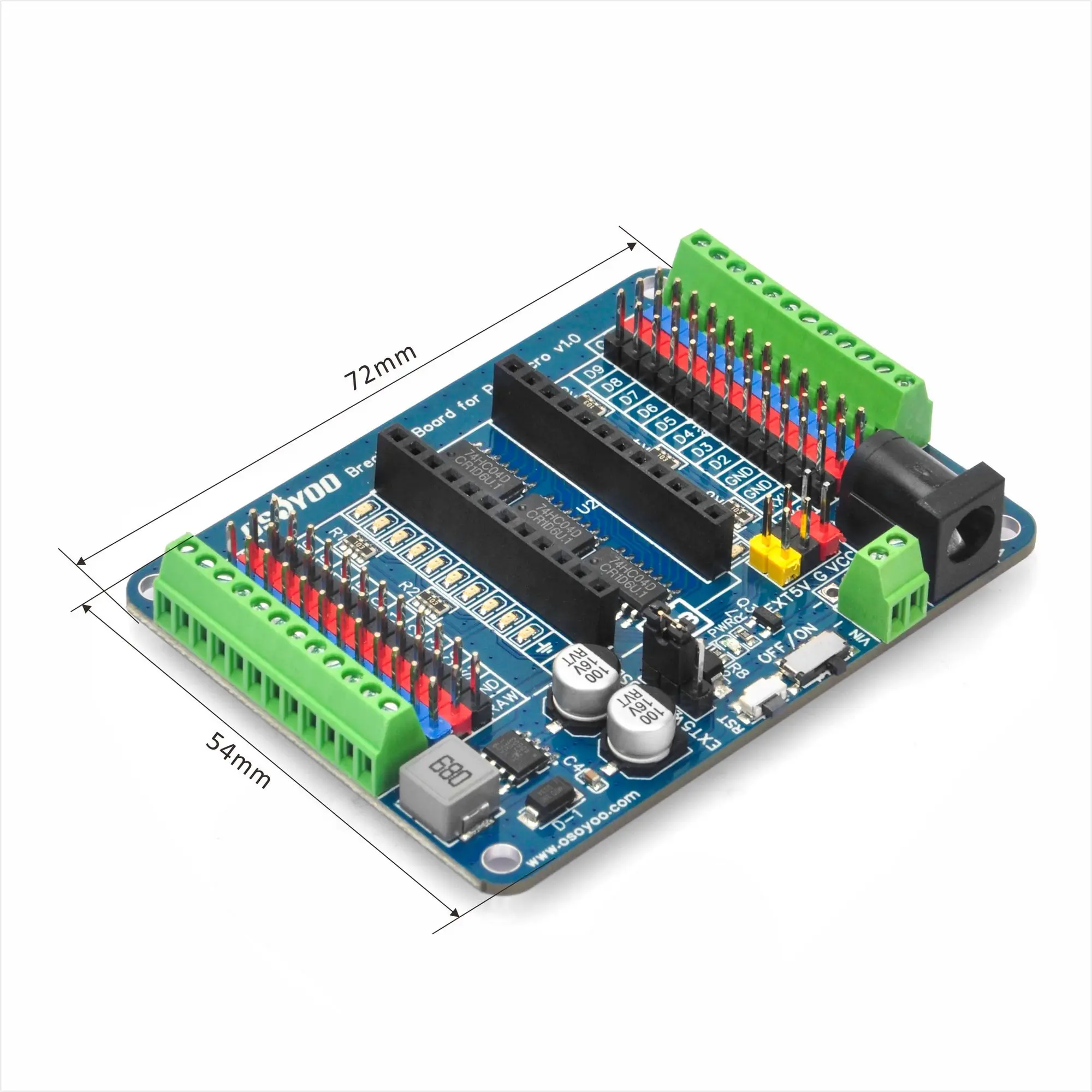 OSOYOO Pro Micro Shiled Breakout Board – GPIO Status LEDs, Power Protection, 3-Pin Sensor/Servo Ports, 5V/2A Independent Power S OSOYOO Pro Micro Shiled Breakout Board - GPIO Status LEDs, Power Protection, 3-Pin Sensor/Servo Ports, 5V/2A Independent Power S
