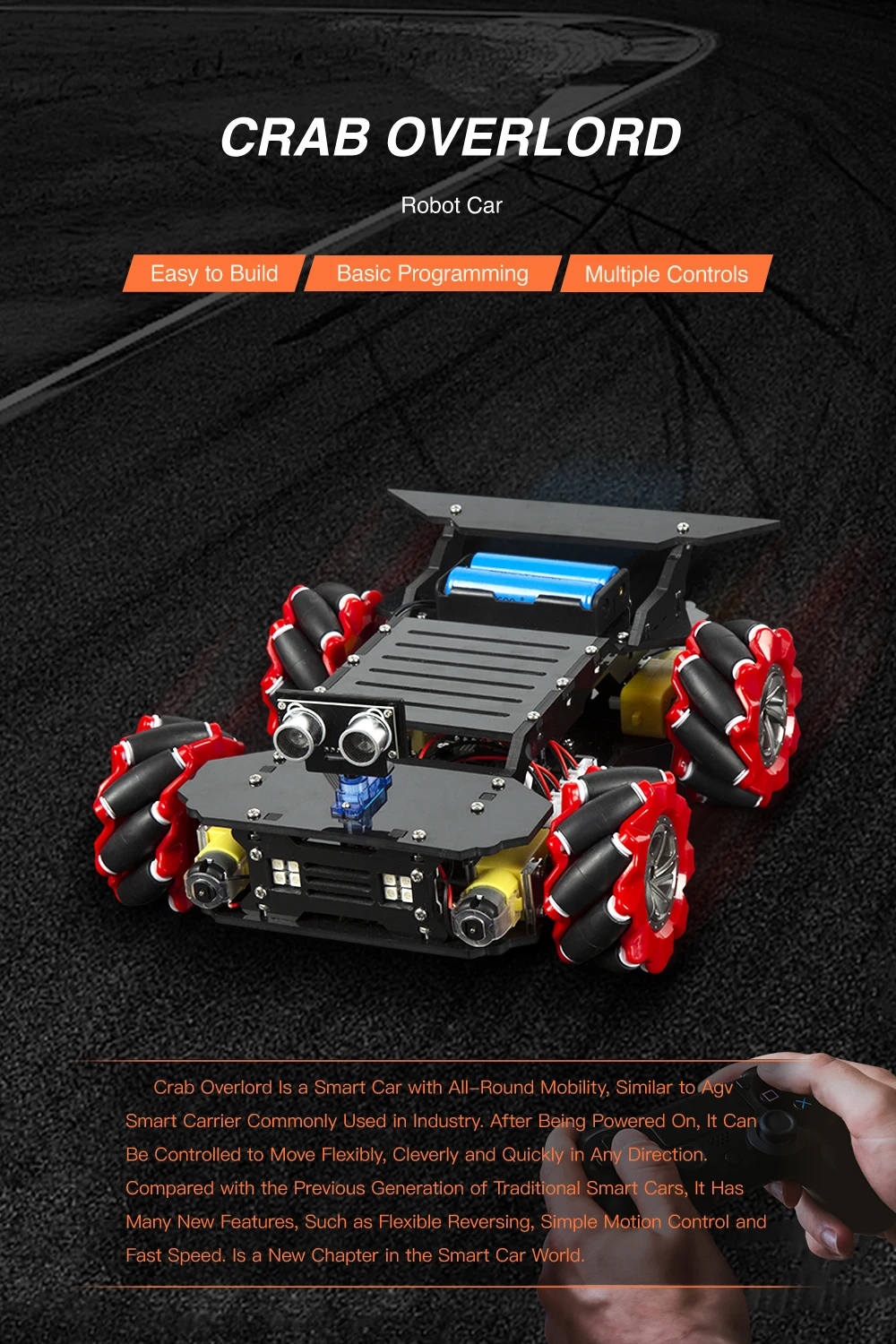 KUONGSHUN Crab Overlord McNamum Wheel Robot Car Kit Compatible With Arduino IDE KUONGSHUN Crab Overlord McNamum Wheel Robot Car Kit Compatible With Arduino IDE