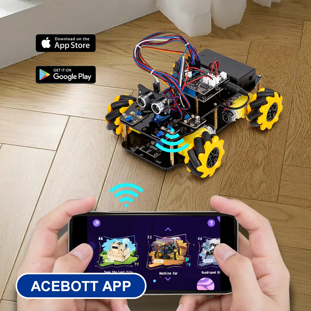 ACEBOTT Robot toy Starter Kit for Arduino Project with ESP32 and Code Learning Develop Skill Full Version Smart Car Kit ACEBOTT Robot toy Starter Kit for Arduino Project with ESP32 and Code Learning Develop Skill Full Version Smart Car Kit