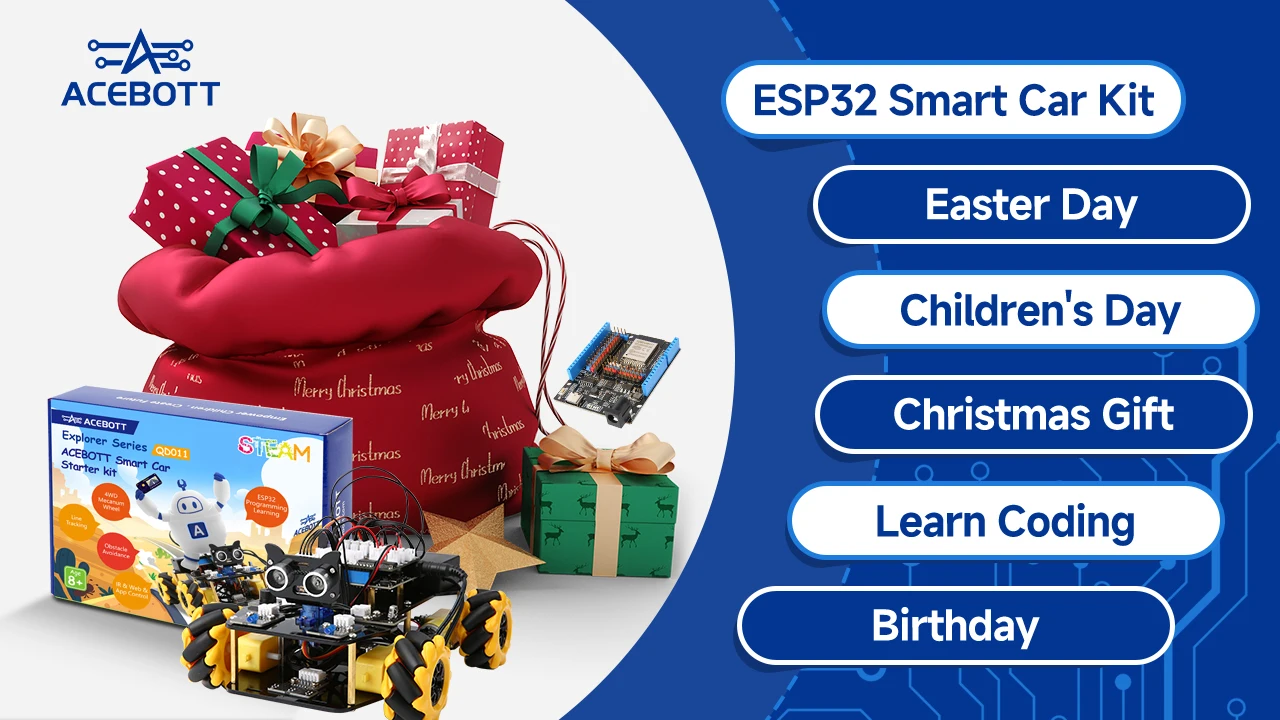 ACEBOTT Robot toy Starter Kit for Arduino Project with ESP32 and Code Learning Develop Skill Full Version Smart Car Kit ACEBOTT Robot toy Starter Kit for Arduino Project with ESP32 and Code Learning Develop Skill Full Version Smart Car Kit