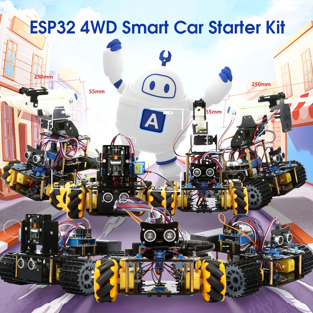 ACEBOTT Robot toy Starter Kit for Arduino Project with ESP32 and Code Learning Develop Skill Full Version Smart Car Kit ACEBOTT Robot toy Starter Kit for Arduino Project with ESP32 and Code Learning Develop Skill Full Version Smart Car Kit