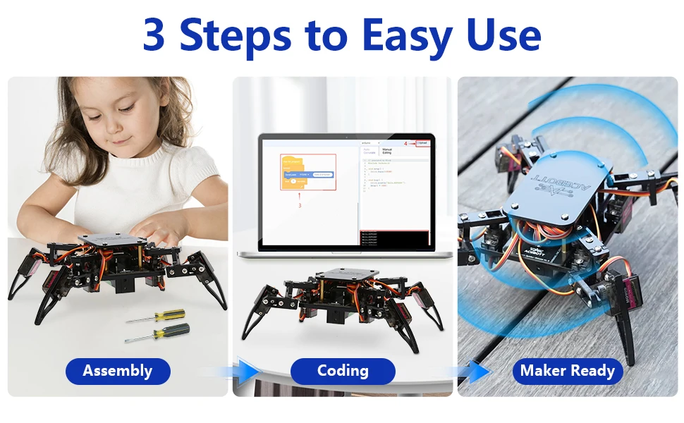 ACEBOTT ESP8266 Bionic Quadruped Spider Robot Kit App Remote Control Walking Crawling STEM Robotics Project for Arduino ESP32