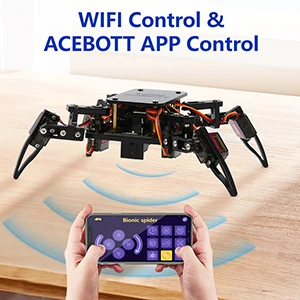 ACEBOTT ESP8266 Bionic Quadruped Spider Robot Kit App Remote Control Walking Crawling STEM Robotics Project for Arduino ESP32 ACEBOTT ESP8266 Bionic Quadruped Spider Robot Kit App Remote Control Walking Crawling STEM Robotics Project for Arduino ESP32