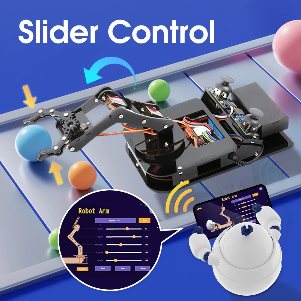 ACEBOTT 5 DOF Smart Robot Arm Car Kit and 4 DOF ESP32 Programmable Robotic for Arduino STEM Educational DIY Robot Arm Kit