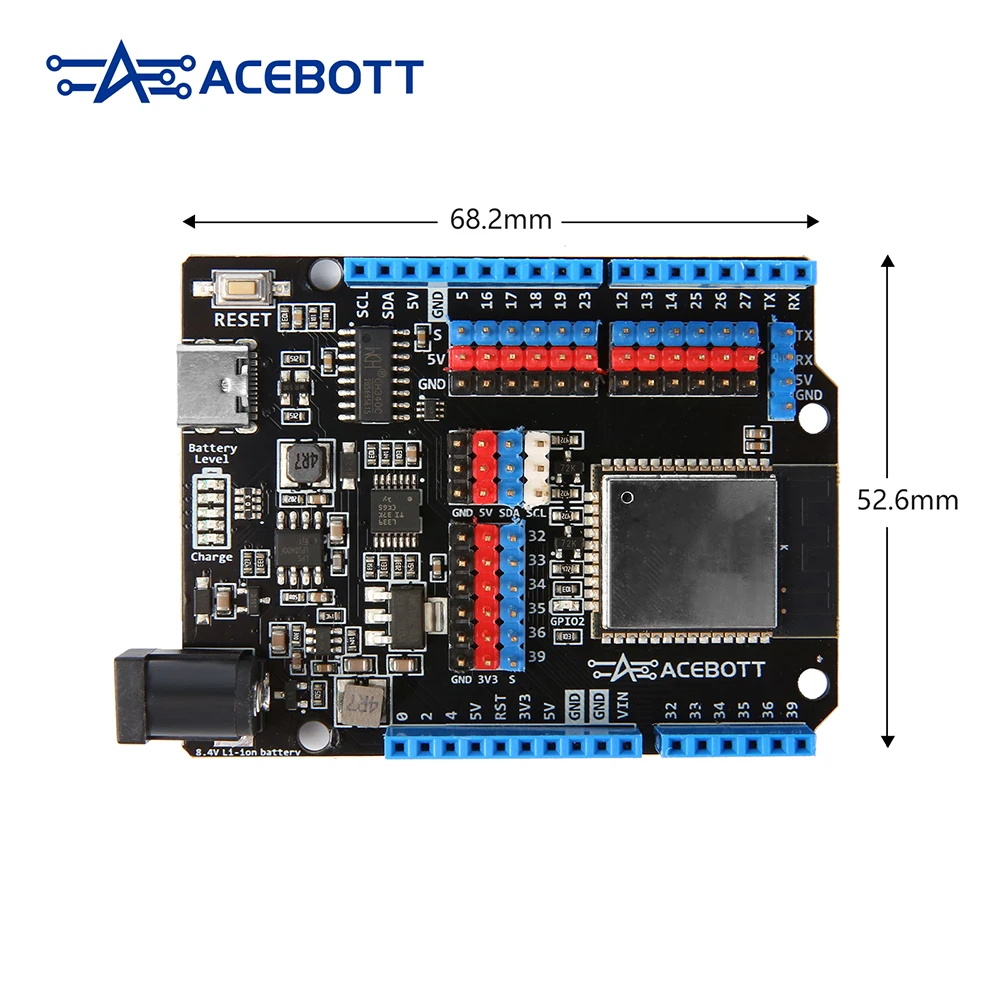 ACEBOTT ESP32 Max V3.0 Development Board Type-C Dual Mode WiFi Dual Core Rechargeable Microcontroller for Arduino ACEBOTT ESP32 Max V3.0 Development Board Type-C Dual Mode WiFi Dual Core Rechargeable Microcontroller for Arduino