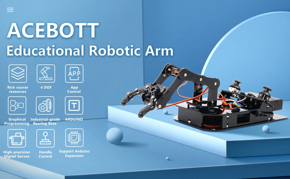 ACEBOTT ESP32 Robot Mechanical Arm Kit For Arduino DIY Desktop Educational Robot Arm for Arduino