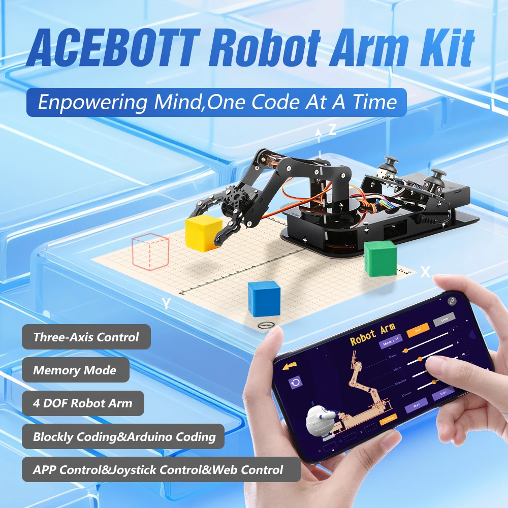 ACEBOTT ESP32 Robot Mechanical Arm Kit For Arduino DIY Desktop Educational Robot Arm for Arduino