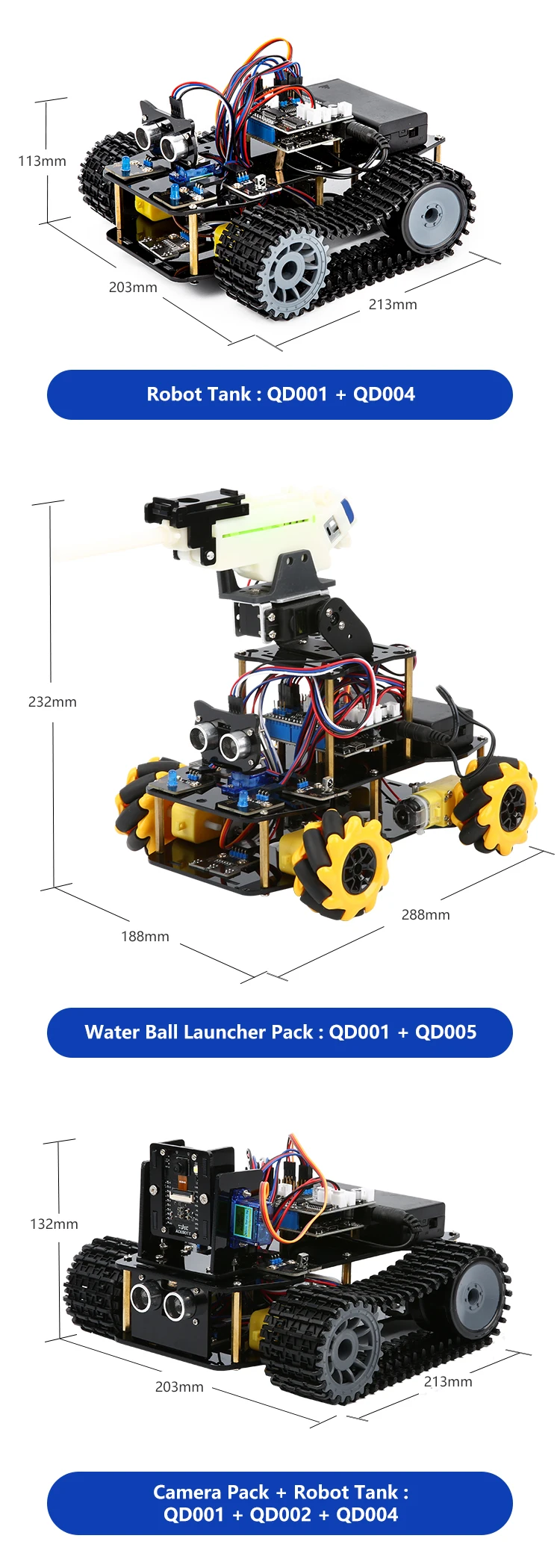ACEBOTT ESP32 IoT WiFi Wheel Programmable Obstacle Avoidance Tracking Scratch Coding Starter Smart Robot Car kit for Arduino