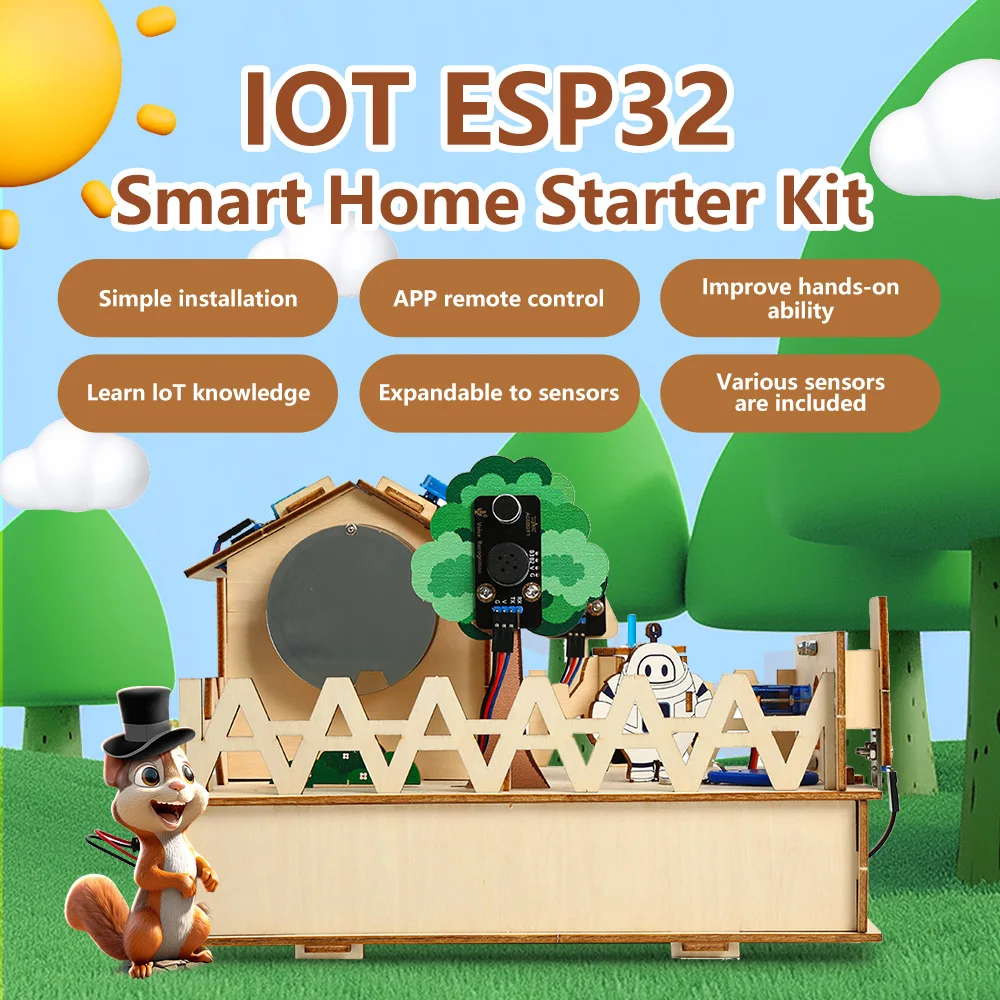 ACEBOTT Smart Home STEM STEAM Starter Kit Wooden House IoT Wifi Blockly Programming for ESP32 Arduino ACEBOTT Smart Home STEM STEAM Starter Kit Wooden House IoT Wifi Blockly Programming for ESP32 Arduino