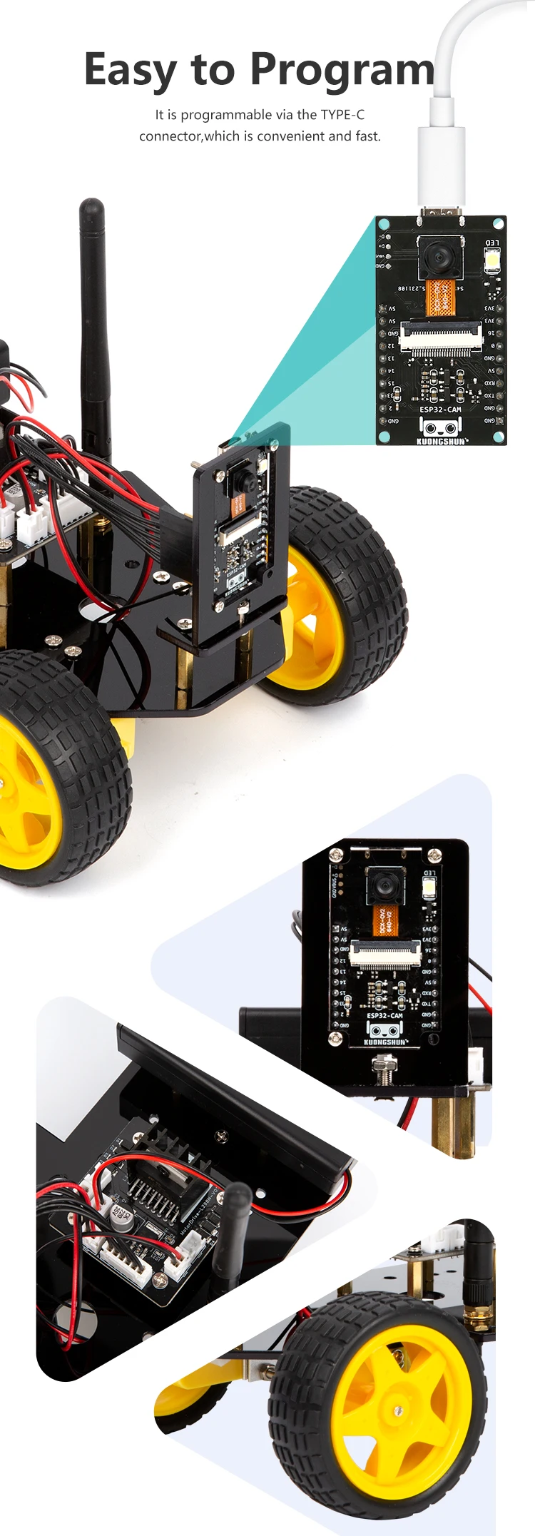 2WD Smart Robot Car Kit Wifi ESP32 Camera Starter Kit for Programming STEM smart car for arduino 2WD Smart Robot Car Kit Wifi ESP32 Camera Starter Kit for Programming STEM smart car for arduino
