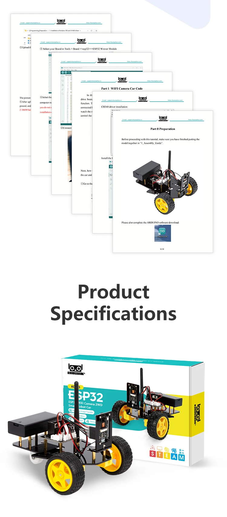 2WD Smart Robot Car Kit Wifi ESP32 Camera Starter Kit for Programming STEM smart car for arduino 2WD Smart Robot Car Kit Wifi ESP32 Camera Starter Kit for Programming STEM smart car for arduino