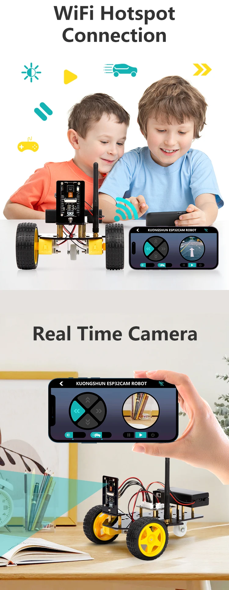 2WD Smart Robot Car Kit Wifi ESP32 Camera Starter Kit for Programming STEM smart car for arduino 2WD Smart Robot Car Kit Wifi ESP32 Camera Starter Kit for Programming STEM smart car for arduino