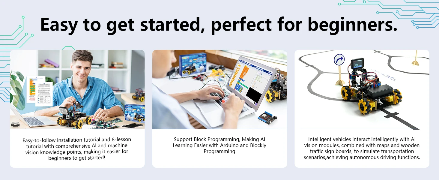 ACEBOTT AI Vision Camera Module Ultrasonic Sensor 4WD ESP32 Smart Robot Car Kit for Kids STEM Programming Education for Arduino