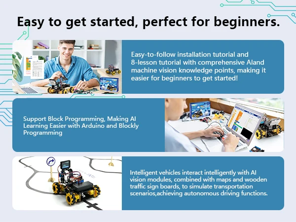 ACEBOTT AI Vision Camera Module Ultrasonic Sensor 4WD ESP32 Smart Robot Car Kit for Kids STEM Programming Education for Arduino