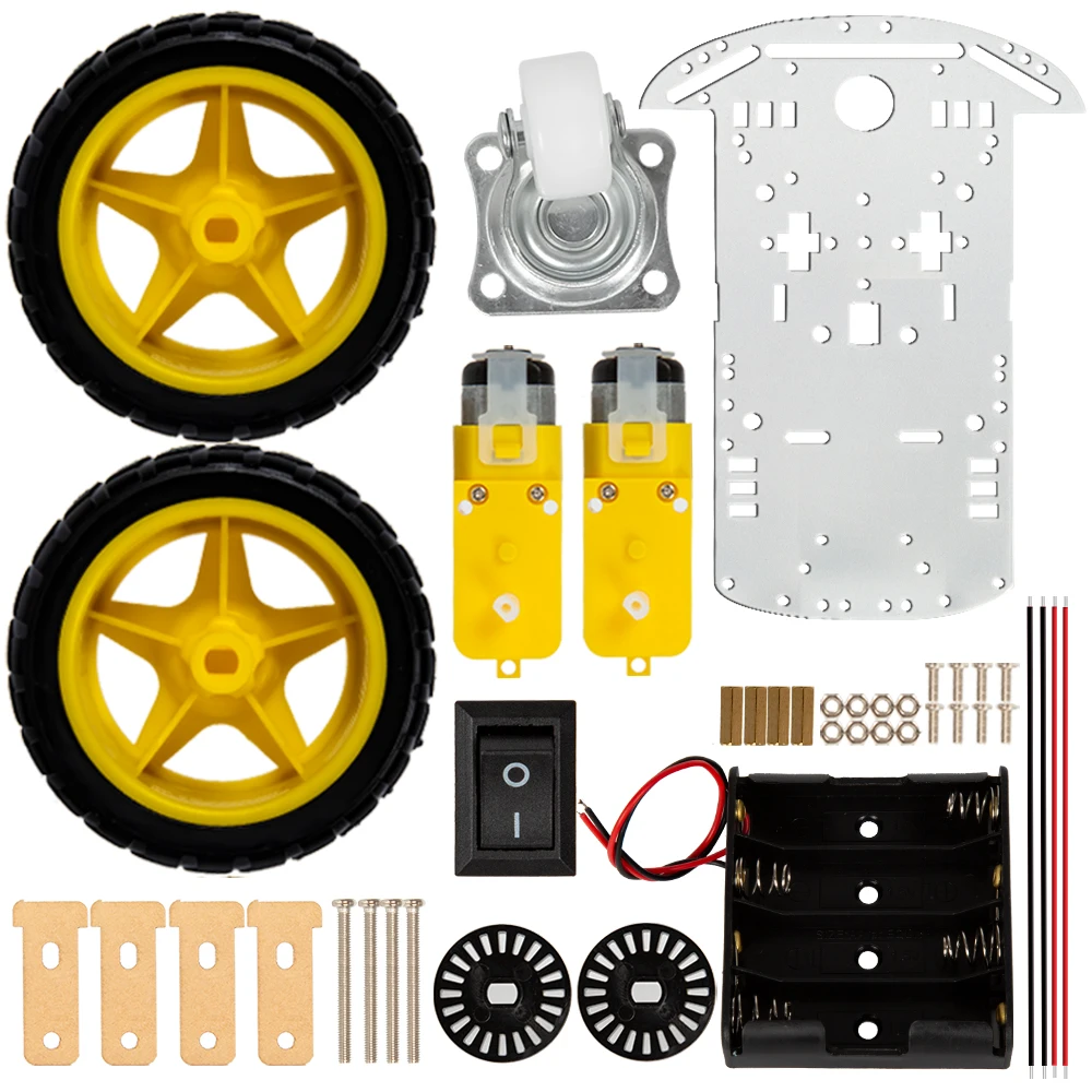 Smart Robot Car 2WD Motor Chassis /Tracing Remote Control Two-wheel Drive Three-wheel Universal Wheel Parts