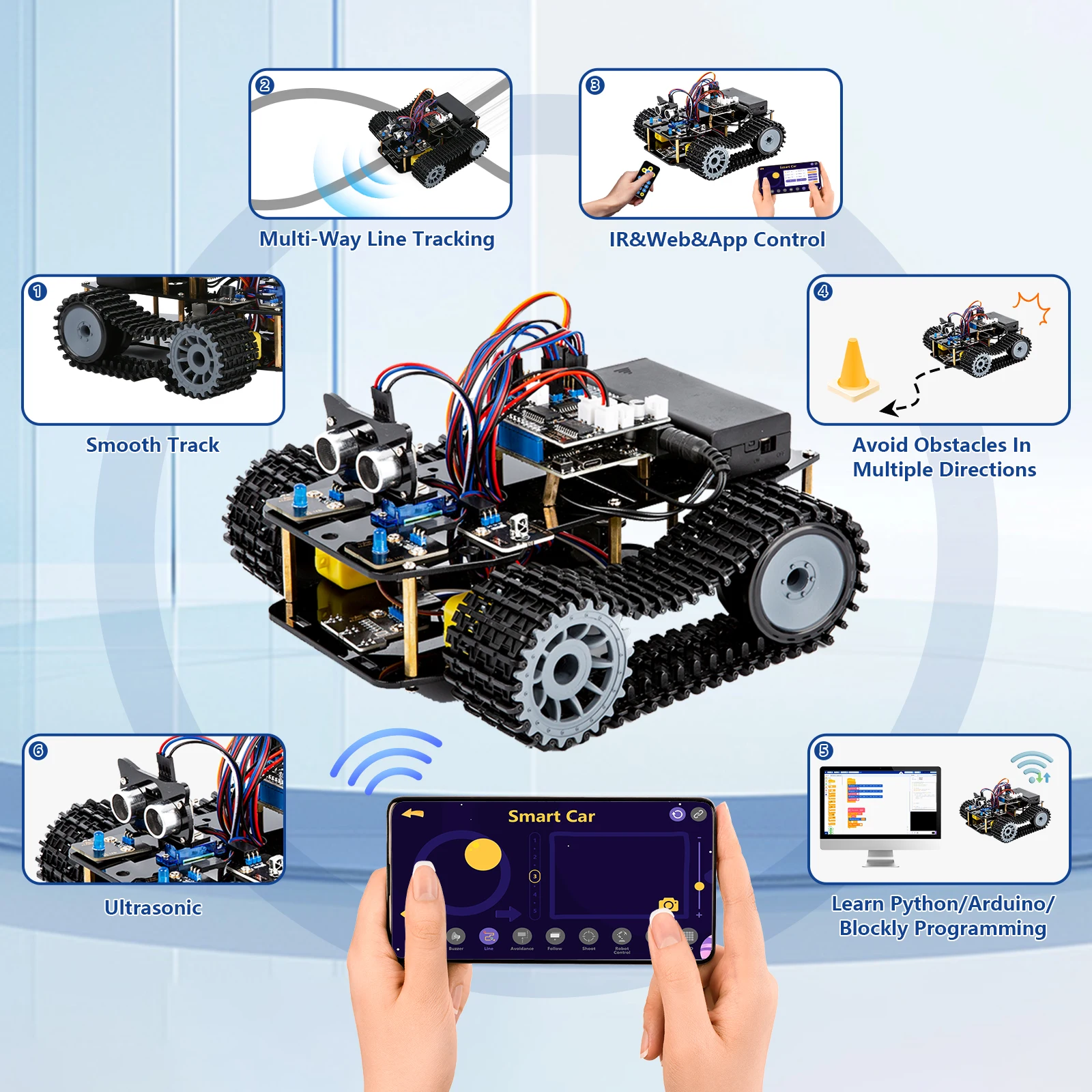 ACEBOTT Smart Robot Tank Car Kit with ESP32 for Arduino Robotics STEM Science Kits Coding Cool Engineering Building Toys ACEBOTT Smart Robot Tank Car Kit with ESP32 for Arduino Robotics STEM Science Kits Coding Cool Engineering Building Toys