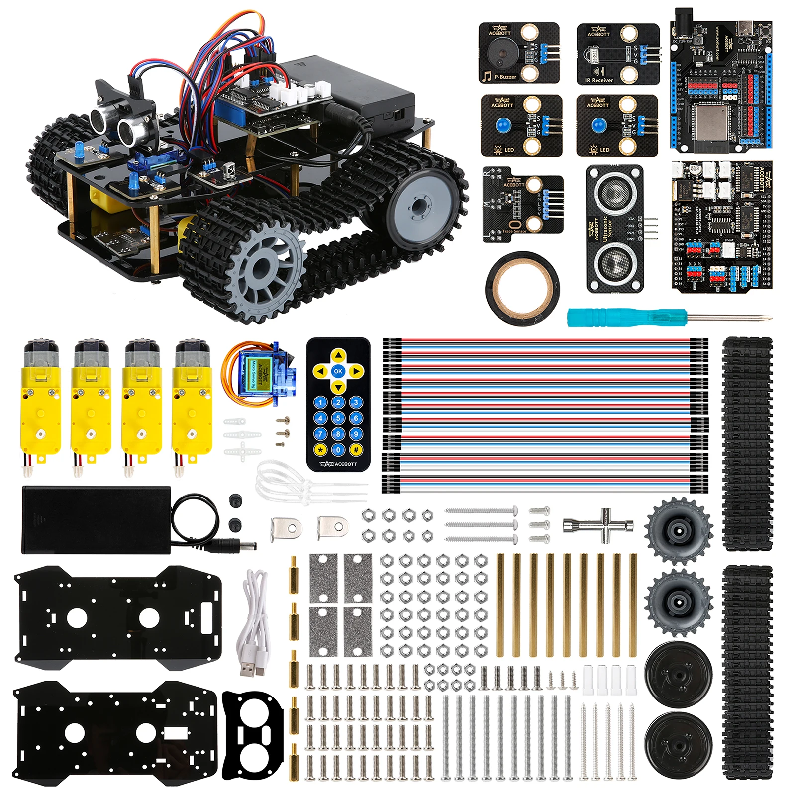 ACEBOTT Smart Robot Tank Car Kit with ESP32 for Arduino Robotics STEM Science Kits Coding Cool Engineering Building Toys ACEBOTT Smart Robot Tank Car Kit with ESP32 for Arduino Robotics STEM Science Kits Coding Cool Engineering Building Toys