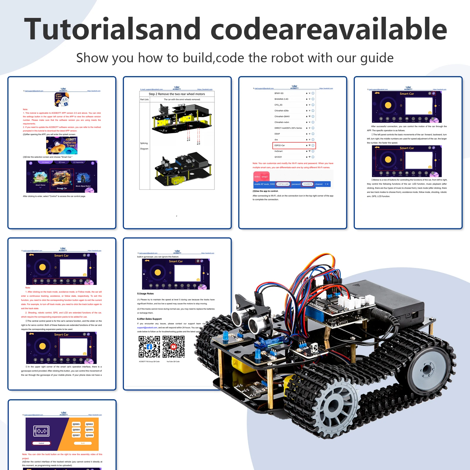 ACEBOTT Smart Robot Tank Car Kit with ESP32 for Arduino Robotics STEM Science Kits Coding Cool Engineering Building Toys ACEBOTT Smart Robot Tank Car Kit with ESP32 for Arduino Robotics STEM Science Kits Coding Cool Engineering Building Toys