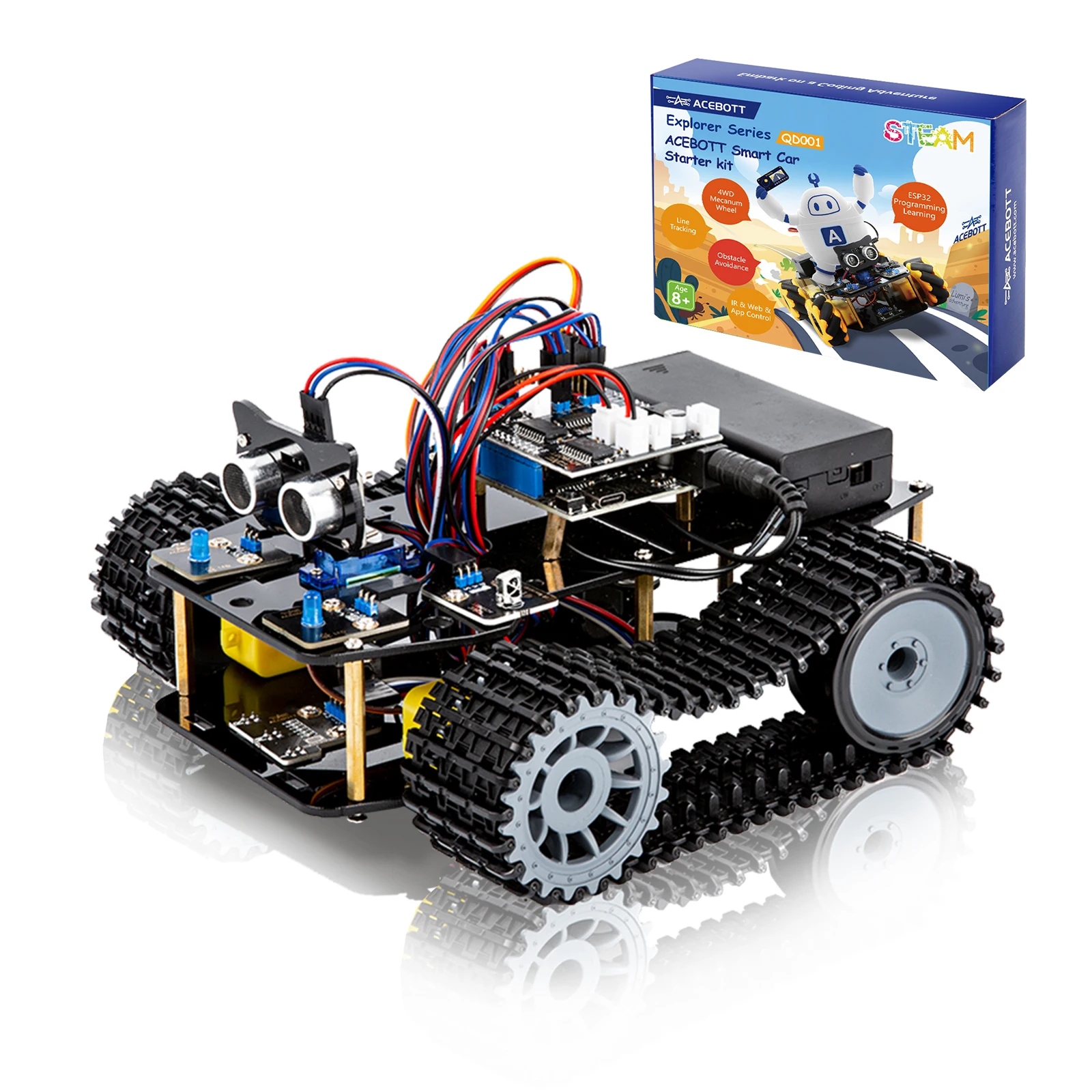 ACEBOTT Smart Robot Tank Car Kit with ESP32 for Arduino Robotics STEM Science Kits Coding Cool Engineering Building Toys ACEBOTT Smart Robot Tank Car Kit with ESP32 for Arduino Robotics STEM Science Kits Coding Cool Engineering Building Toys