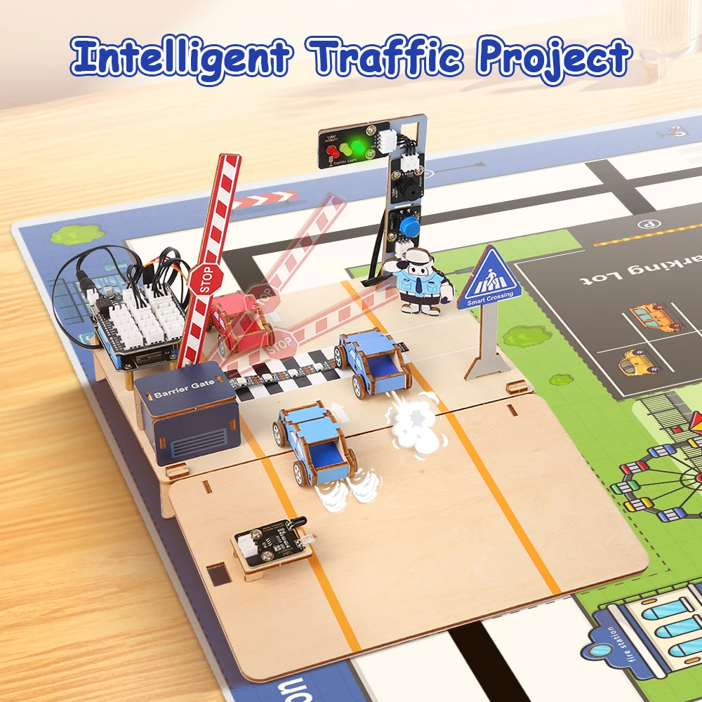 ACEBOTT ESP32 STEM Intelligent Transport School Smart Home Kit Education Solution Series with Teaching Resource for Arduino ACEBOTT ESP32 STEM Intelligent Transport School Smart Home Kit Education Solution Series with Teaching Resource for Arduino