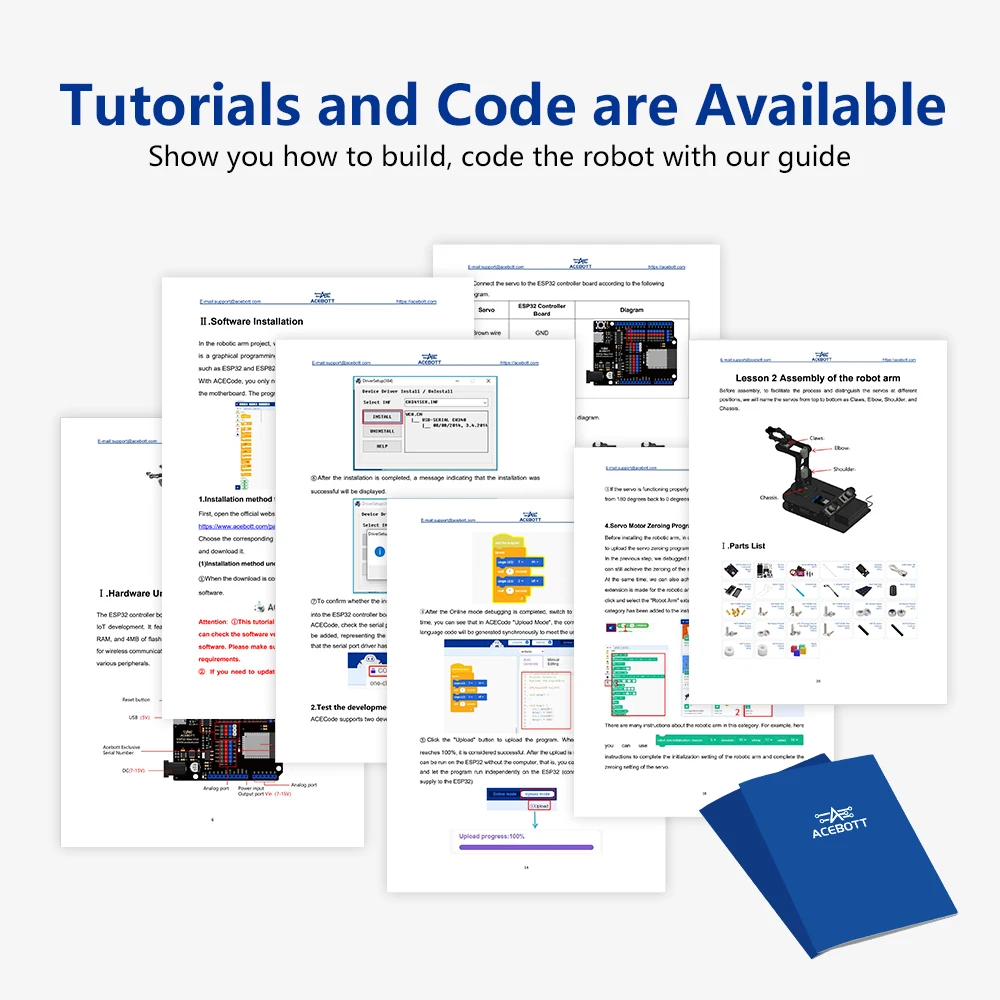 ACEBOTT ESP32 Robot Mechanical Arm Kit For Arduino DIY Desktop Educational Robot Arm for Arduino