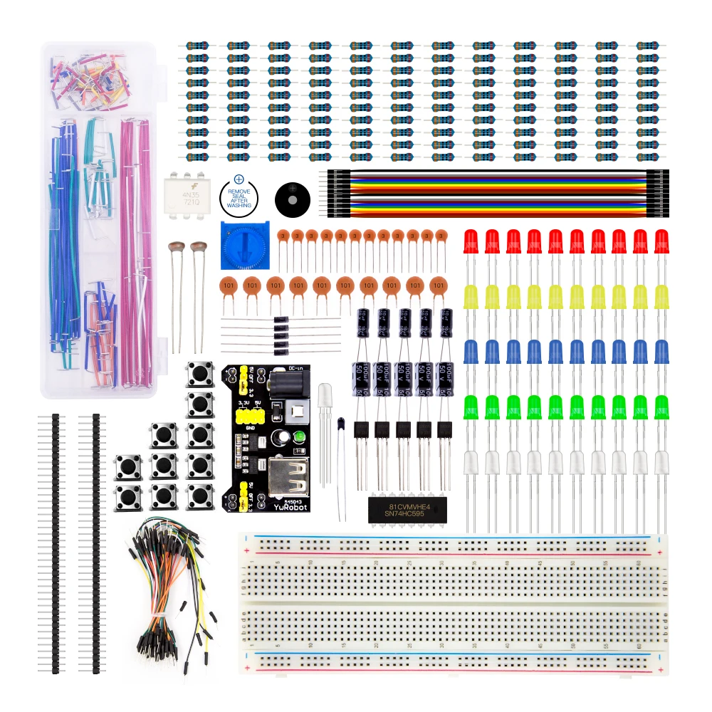 Upgraded Electronics Fun Kit w/Power Supply Module,Jumper Wire,Precision Potentiometer,Compatible with Arduino, STM32