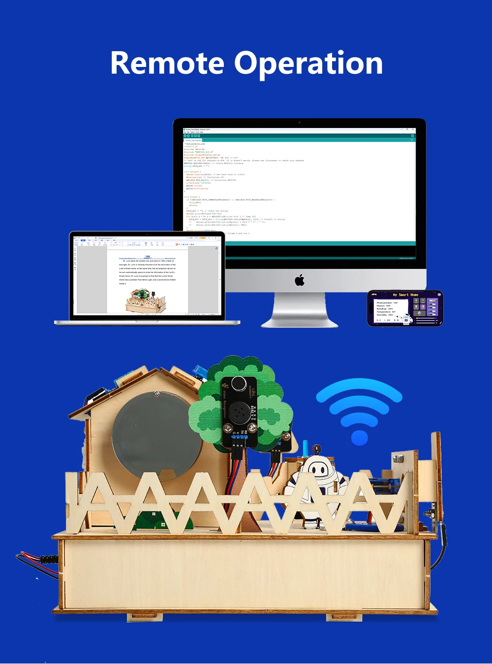 ACEBOTT Smart Home STEM STEAM Starter Kit Casa de madera IoT Wifi Programaci&oacute;n bloqueada para ESP32 Arduino