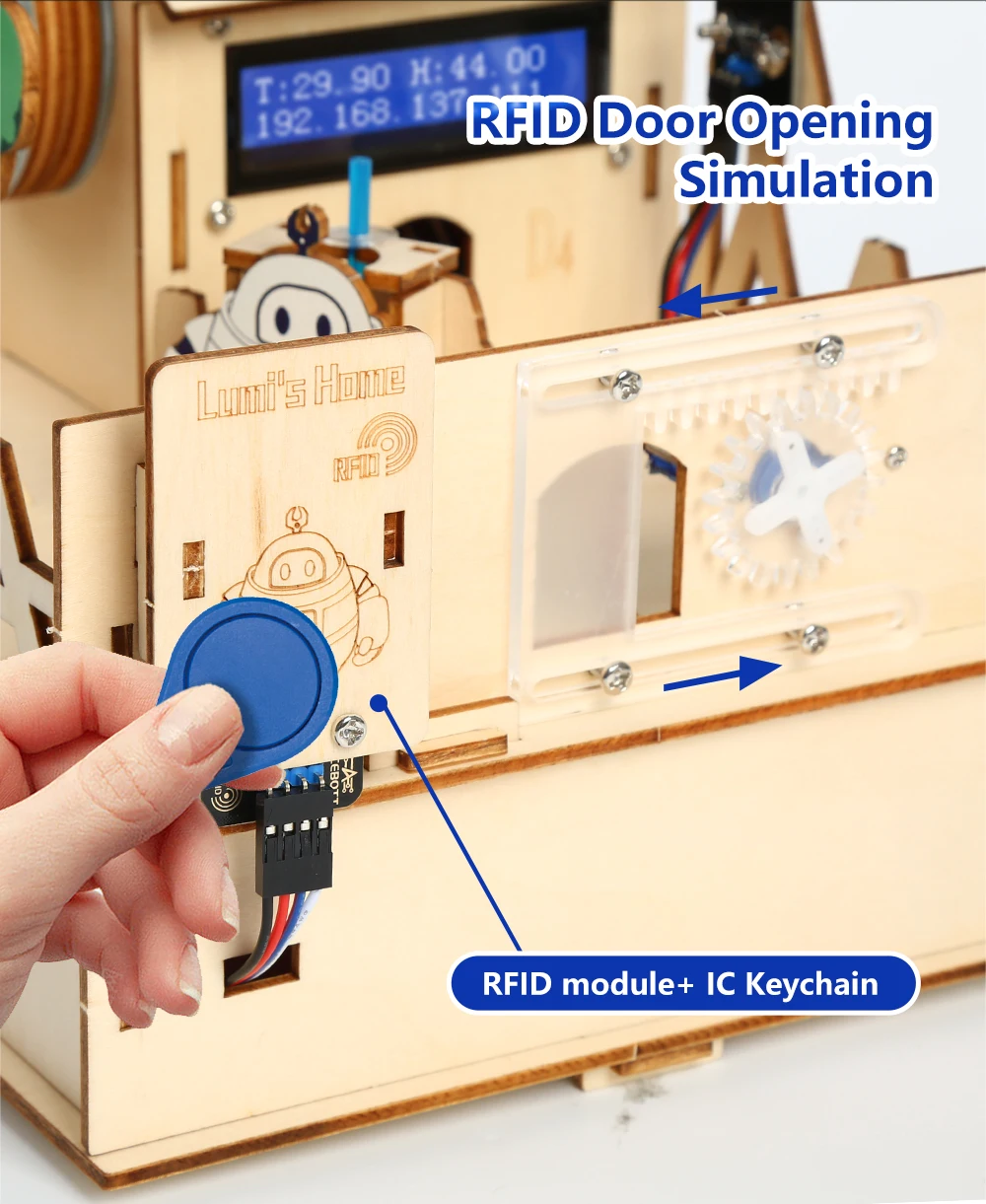 ACEBOTT Smart Home STEM STEAM Starter Kit Casa de madera IoT Wifi Programaci&oacute;n bloqueada para ESP32 Arduino