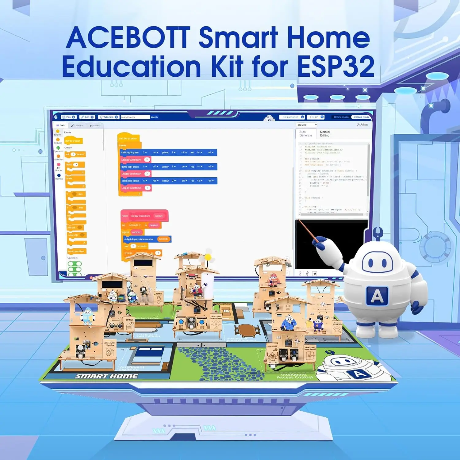 8-in-1 STEM Kit for Kids ESP32 Smart Home Science Projects School Crafts Educational Engineering Building DIY Model for Ardunio